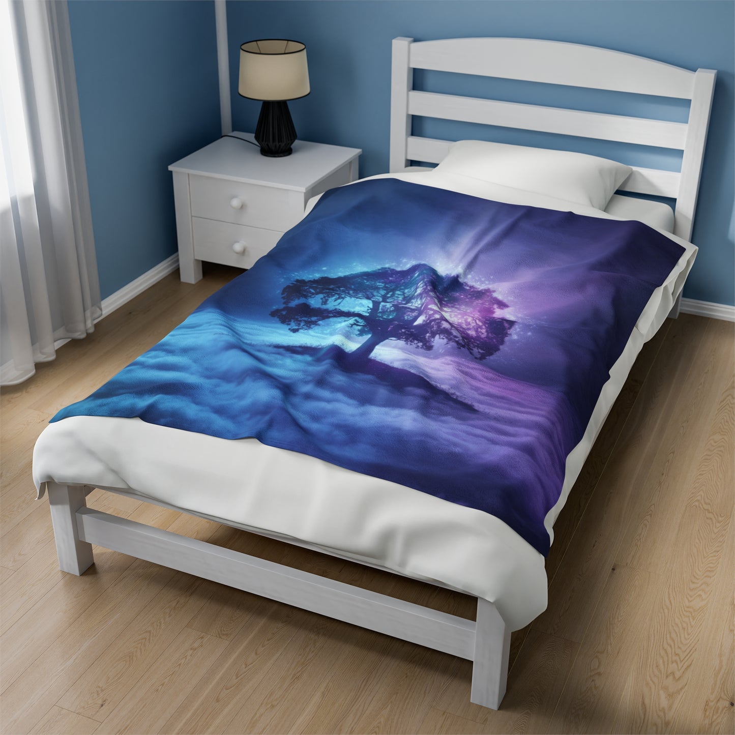 Plush Blanket Dreamy Tree in the Clouds Design