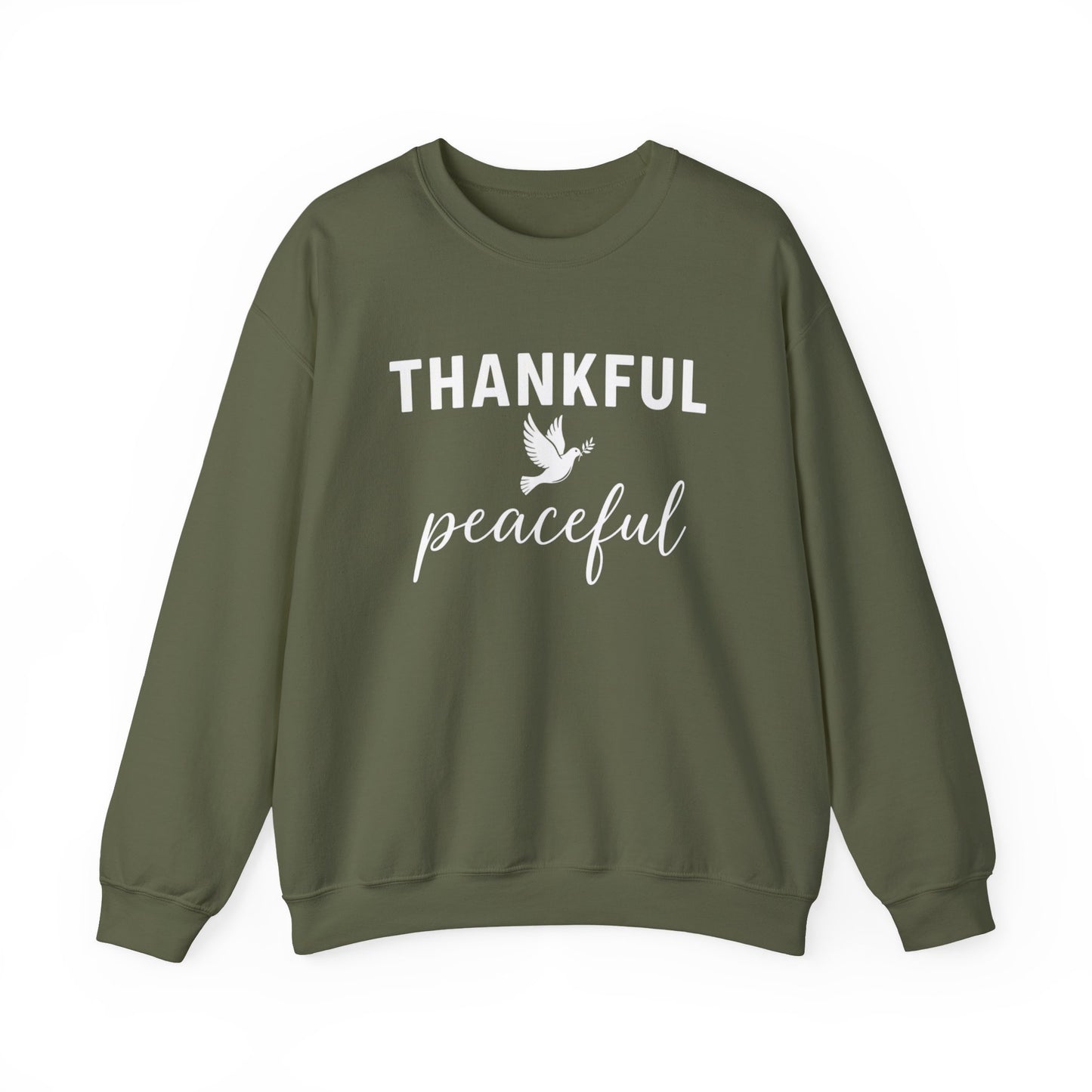 Thankful Peaceful Sweatshirt, Inspirational Quote Crewneck, Positive Message Sweater, Gratitude Gift, Cozy Faith Based Pullover