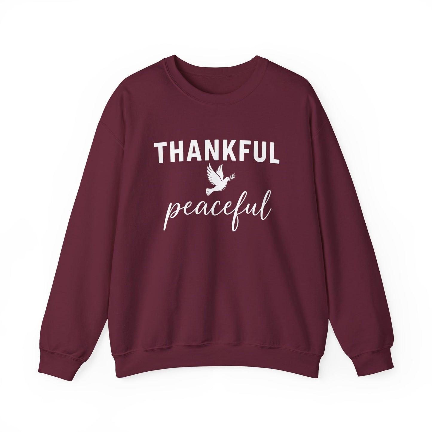 Thankful Peaceful Sweatshirt, Inspirational Quote Crewneck, Positive Message Sweater, Gratitude Gift, Cozy Faith Based Pullover