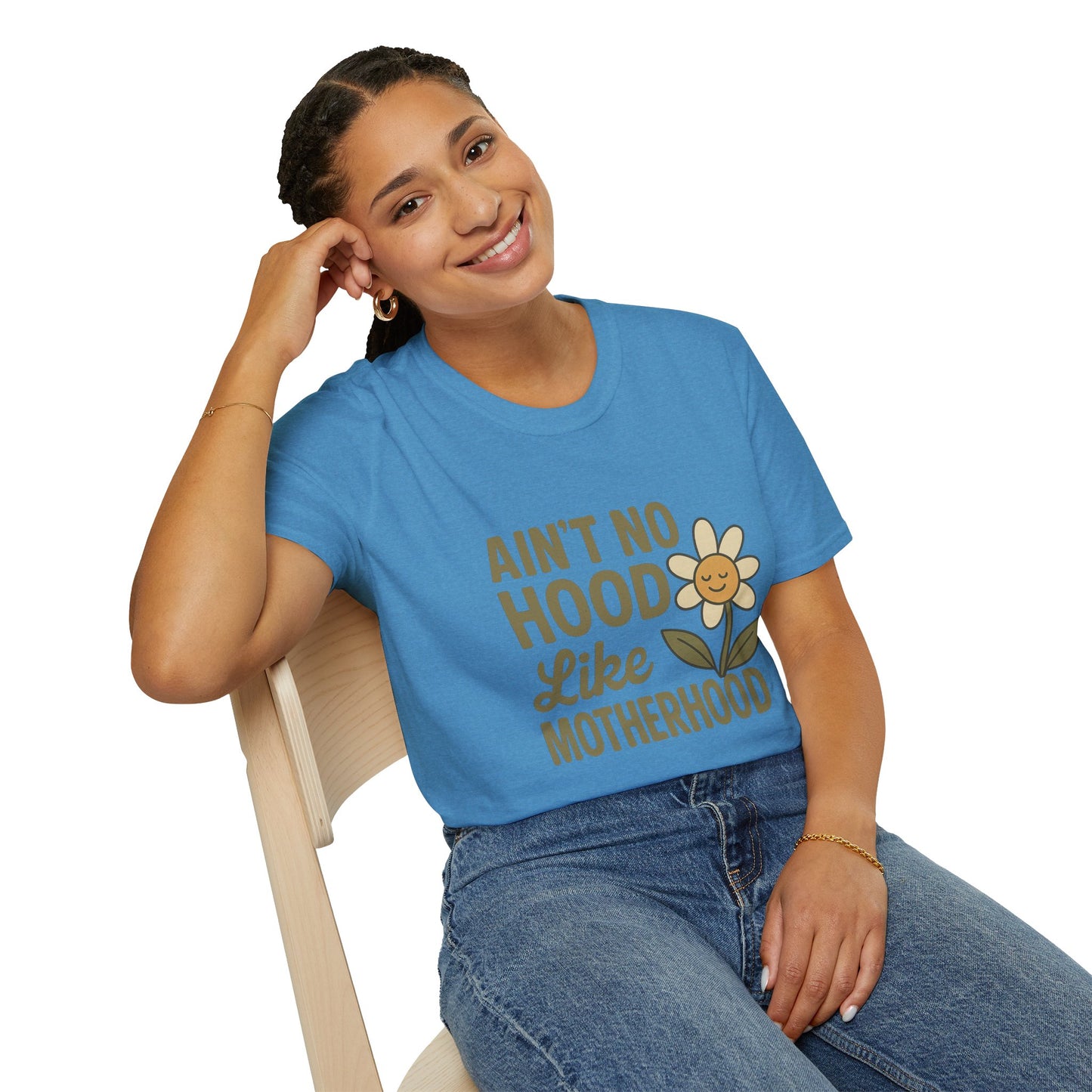 Ain't No Hood Like Motherhood T-Shirt - Unisex Softstyle Tee for Moms Mother's Day Gift