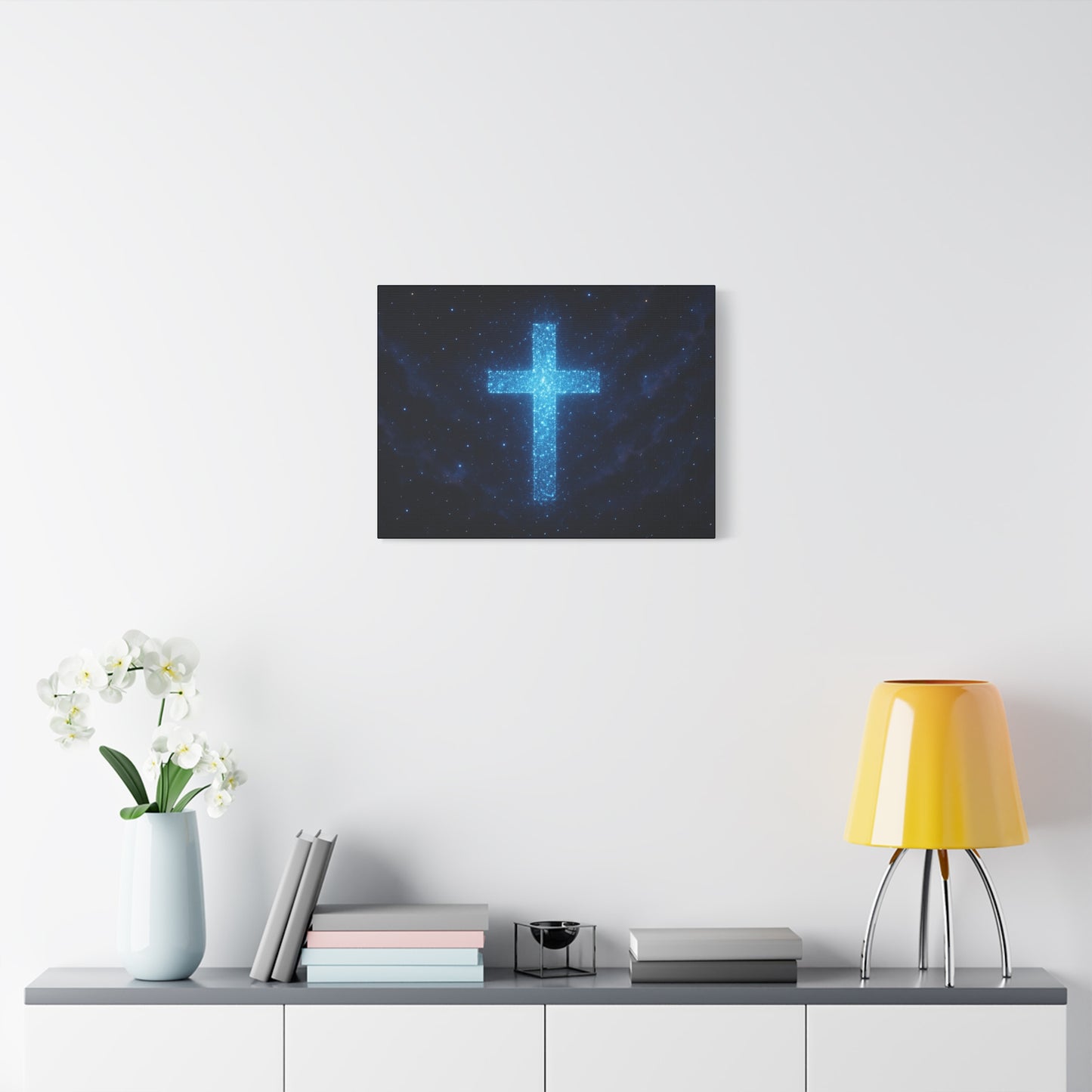 Canvas Wall Art - Bioluminescent Cross Design Spiritual Decor Christian Art Religious Canvas Gift for Believers