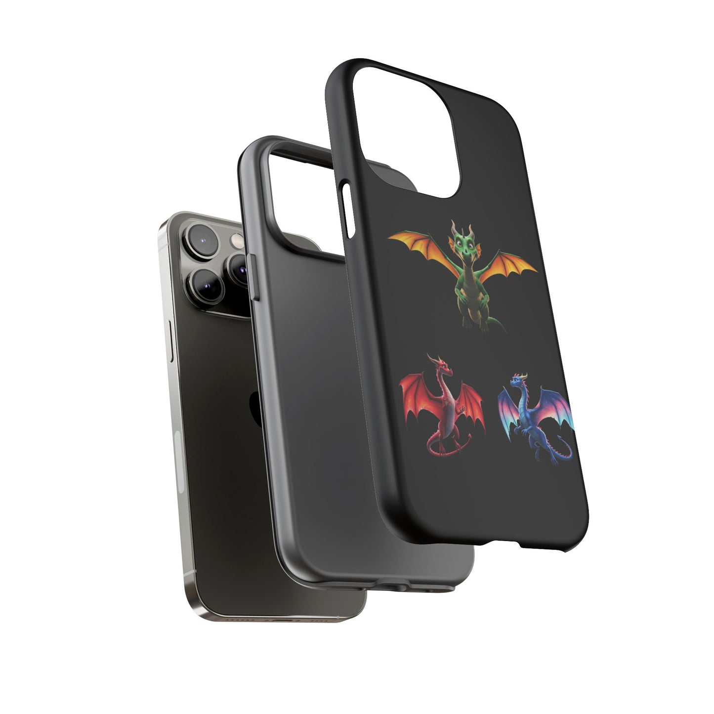 Vibrant Fantasy Dragon iPhone Case - Tough Armor Cover for iPhone 15/14/13 - Colorful Mythical Wings Gift for Dragon Lovers