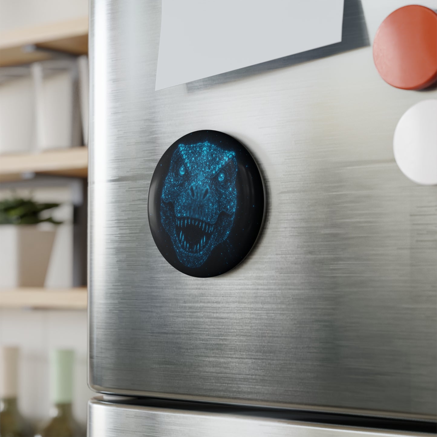 Bioluminescent Starry Dinosaur Magnet - Galaxy Particle Art Magnet - Celestial Dinosaur Fridge Magnet Non-Glow - Cosmic Home Decor