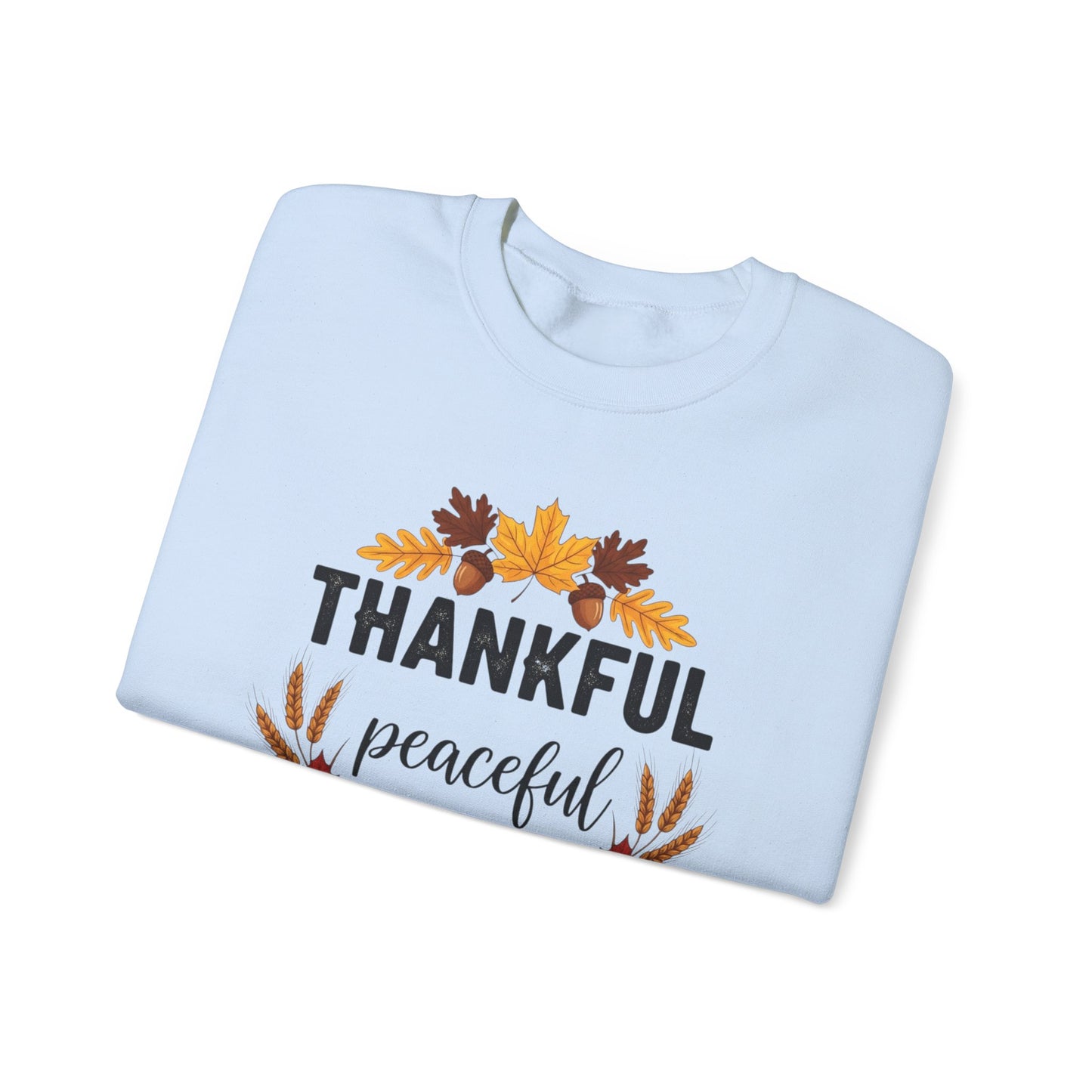 Thankful Peaceful Fall Sweatshirt, Autumn Pumpkin Crewneck, Thanksgiving Sweater, Cozy Seasonal Pullover, Gratitude Gift For Women Men