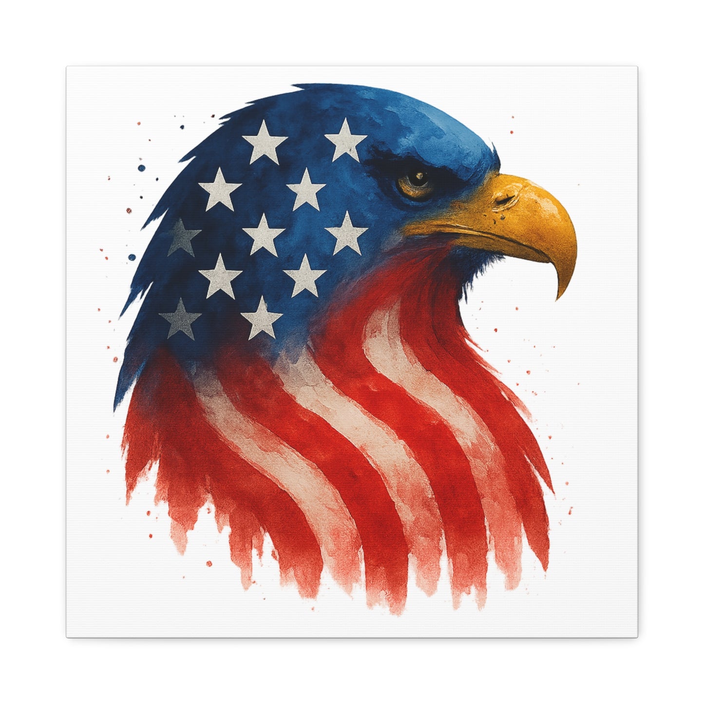 Patriotic Eagle Canvas Wall Art - American Flag Eagle Print - 4th of July Decor, USA Home and Office Gift - Ready to Hang Canvas Art