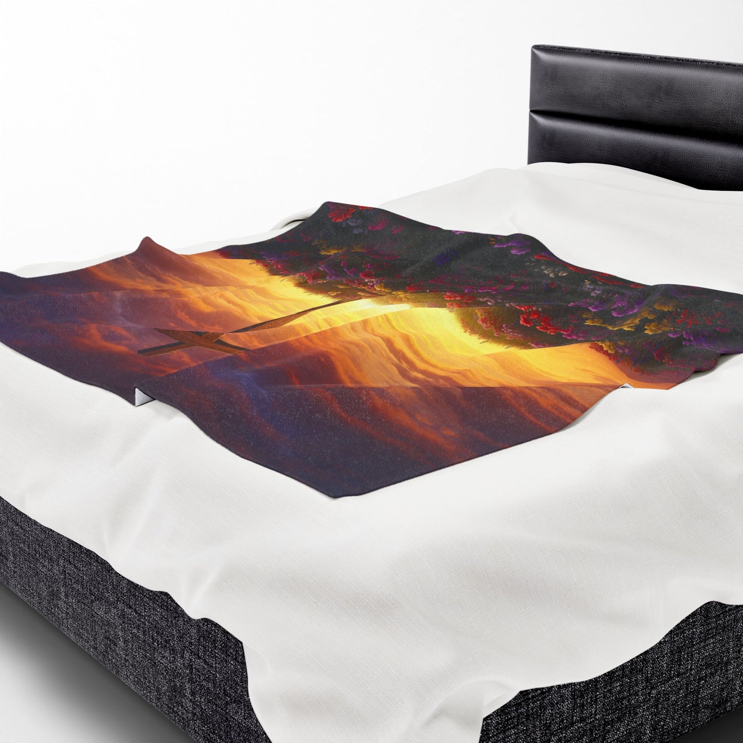Velveteen Plush Blanket DaVinci Style Cross Hill Painting Christian Blanket Spiritual Decor Religious Throw Gift for Believers