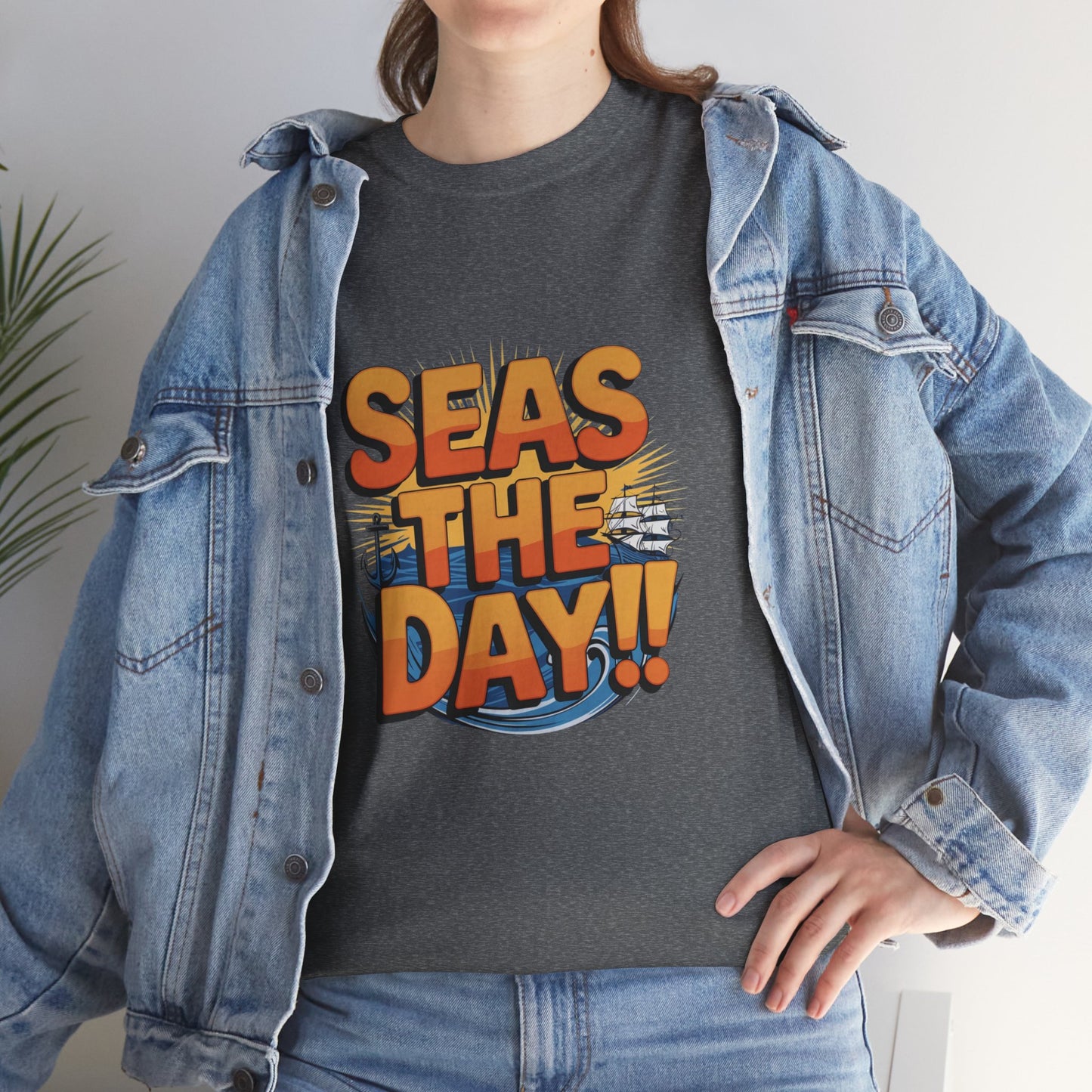Seas The Day!! Tee • Ocean Pun Graphic Shirt • Comfort Colors Unisex Beachy Vibes • Nautical Aesthetic • Gift for Sea Lovers & Summer Vacays