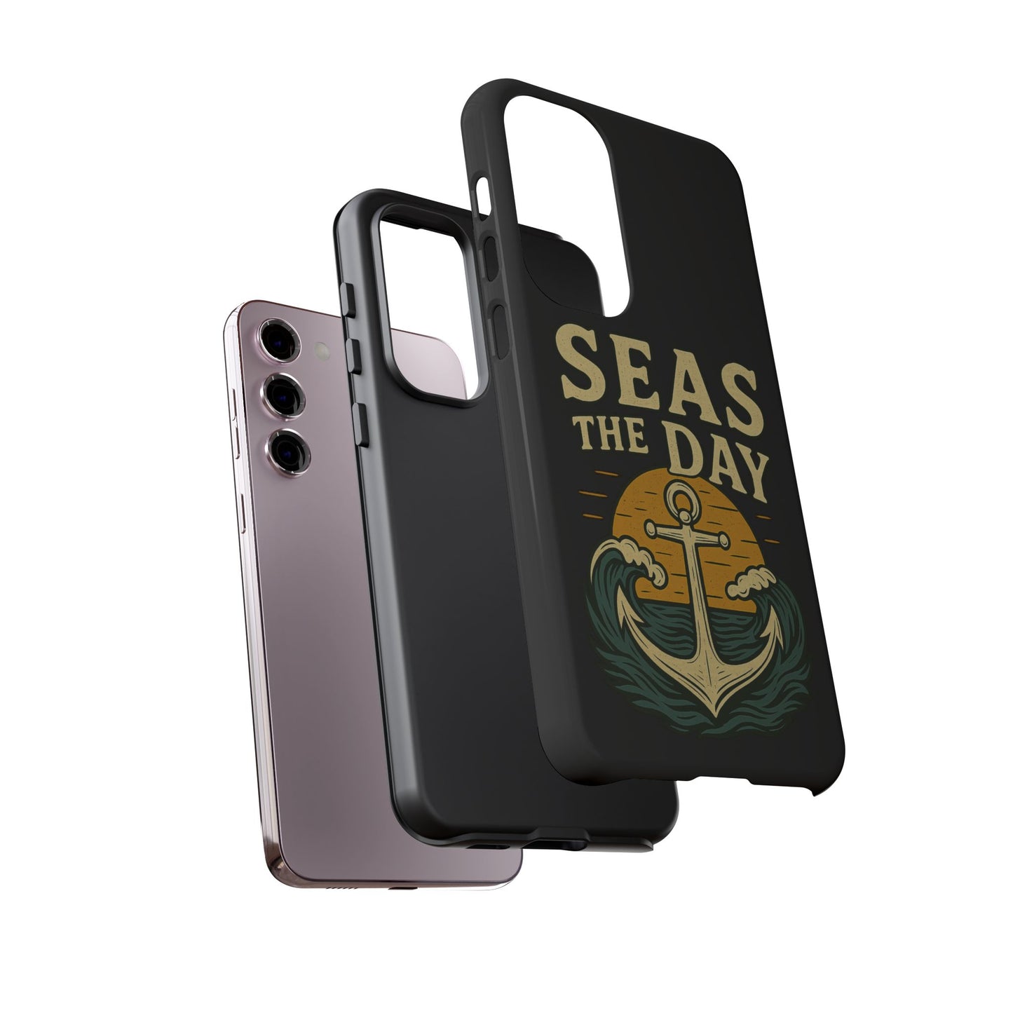 Seas the Day Samsung Case – Nautical Phone Case – Anchor Pun Gift – Ocean Lover Accessory – Motivational Phone Cover – Beach Vibes Case
