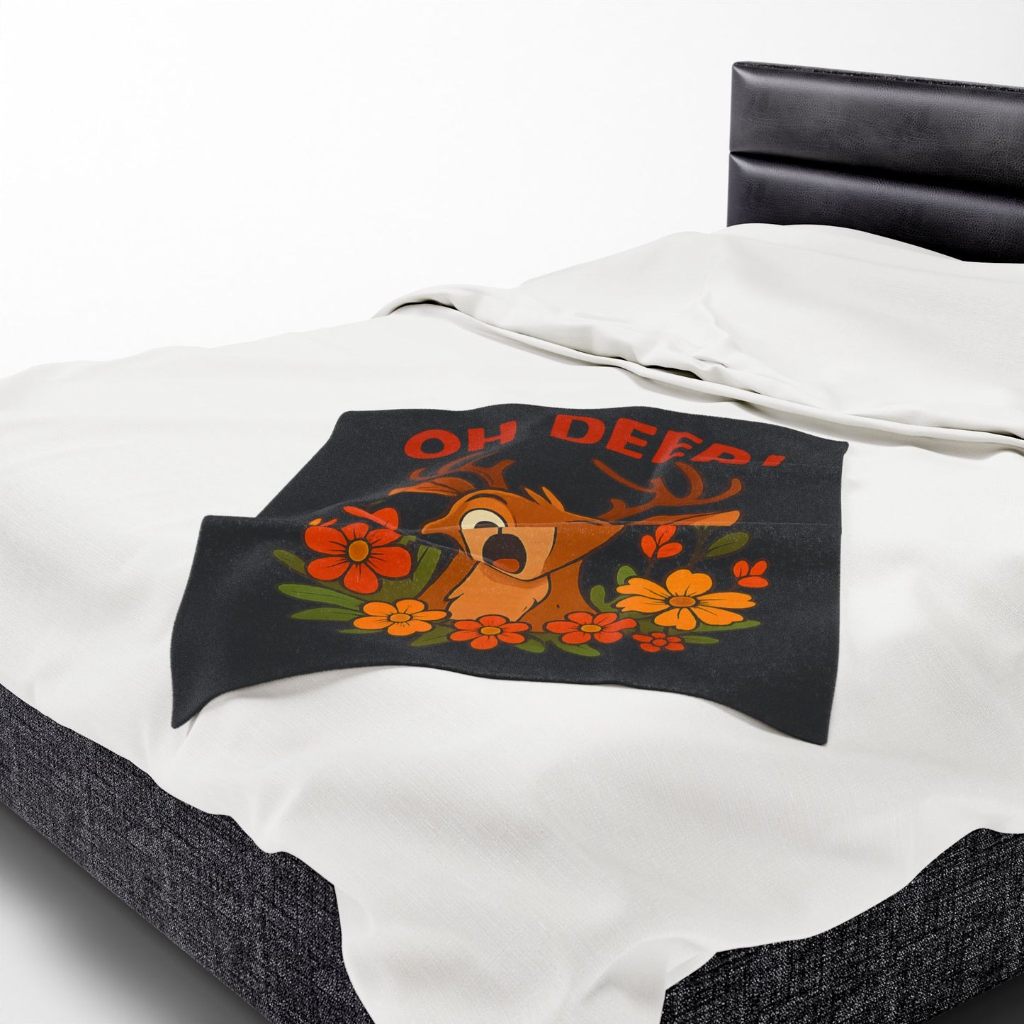 Plush Blanket - Startled Deer Oh Deer Design Wildlife Decor Deer Throw Animal Decor