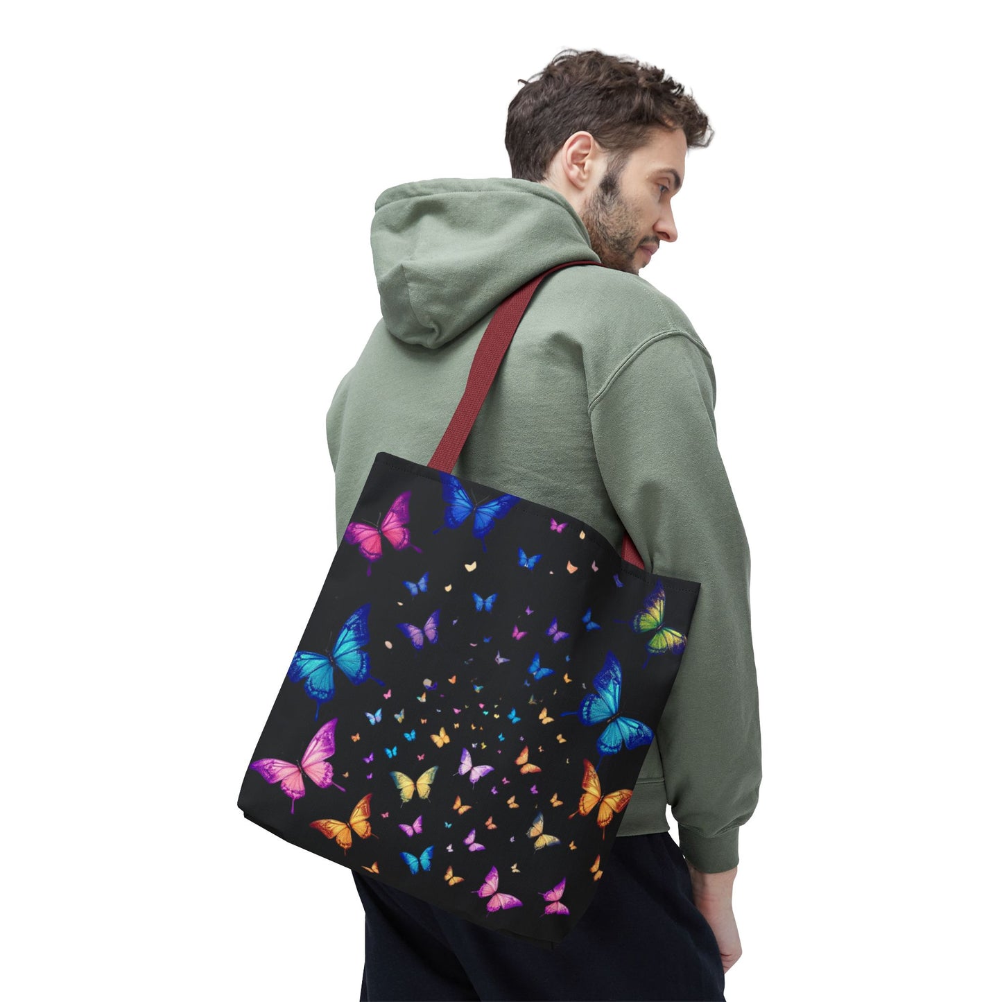 Butterfly Swarm Tote Bag – Colorful Rainbow Butterfly Tote, Aesthetic Canvas Bag, Nature-Inspired Gift, Magical Reusable Eco Purse