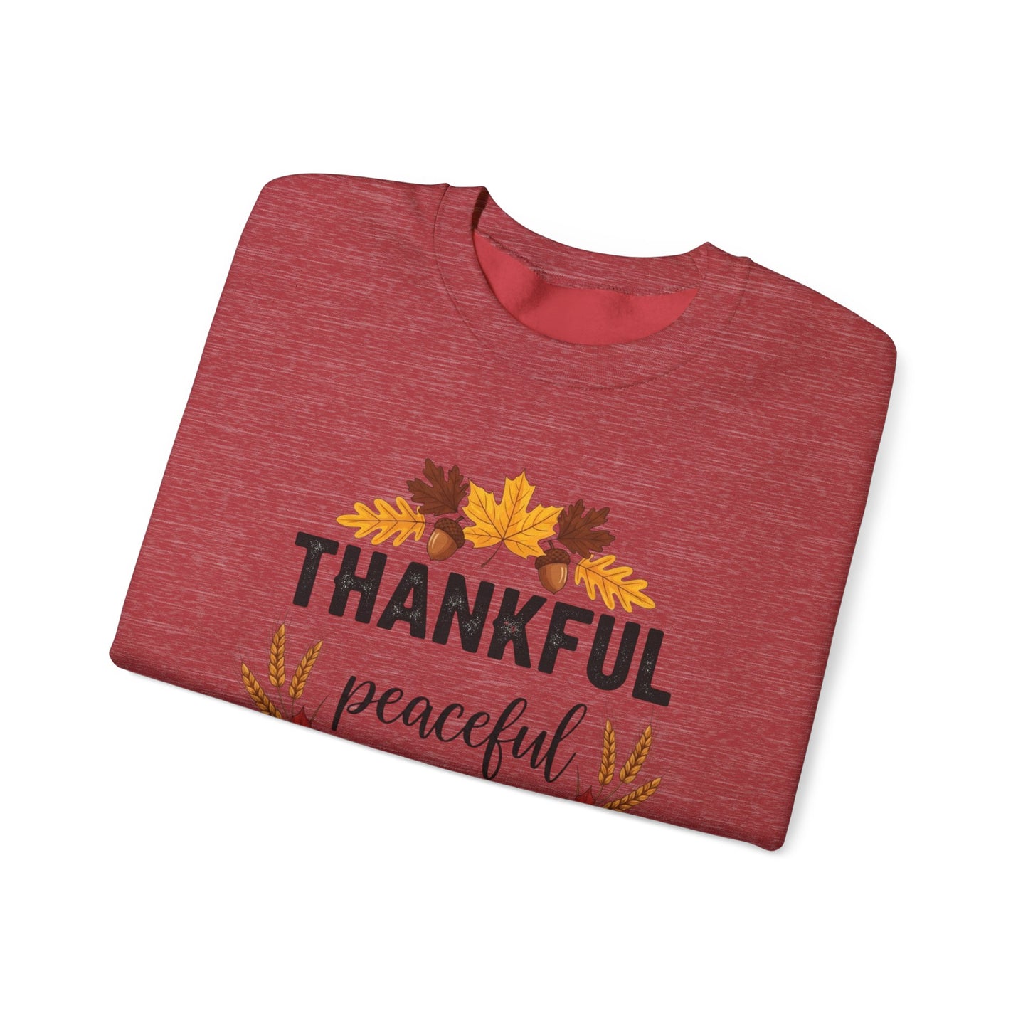 Thankful Peaceful Fall Sweatshirt, Autumn Pumpkin Crewneck, Thanksgiving Sweater, Cozy Seasonal Pullover, Gratitude Gift For Women Men