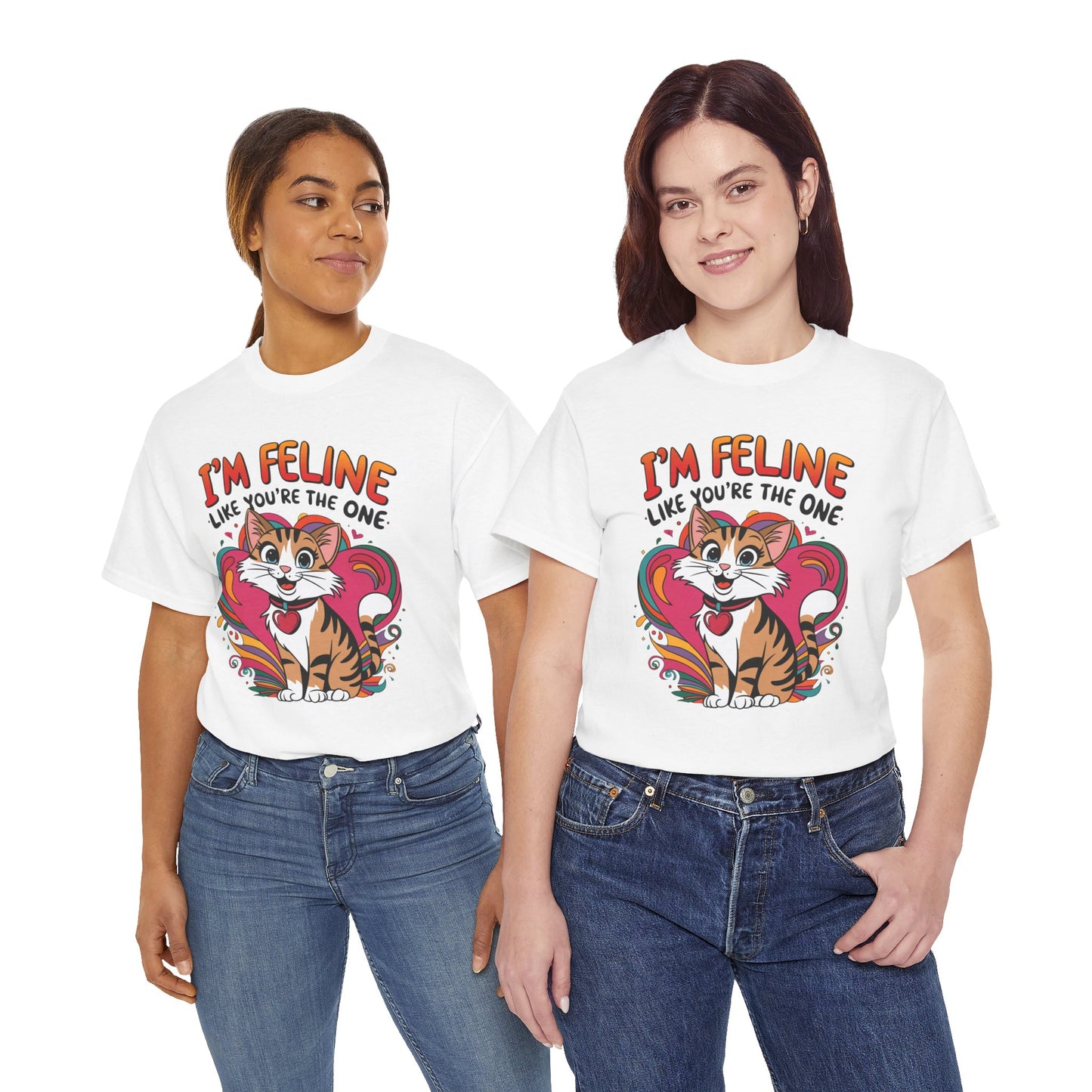 Valentines Cat Tee - Unisex Heavy Cotton