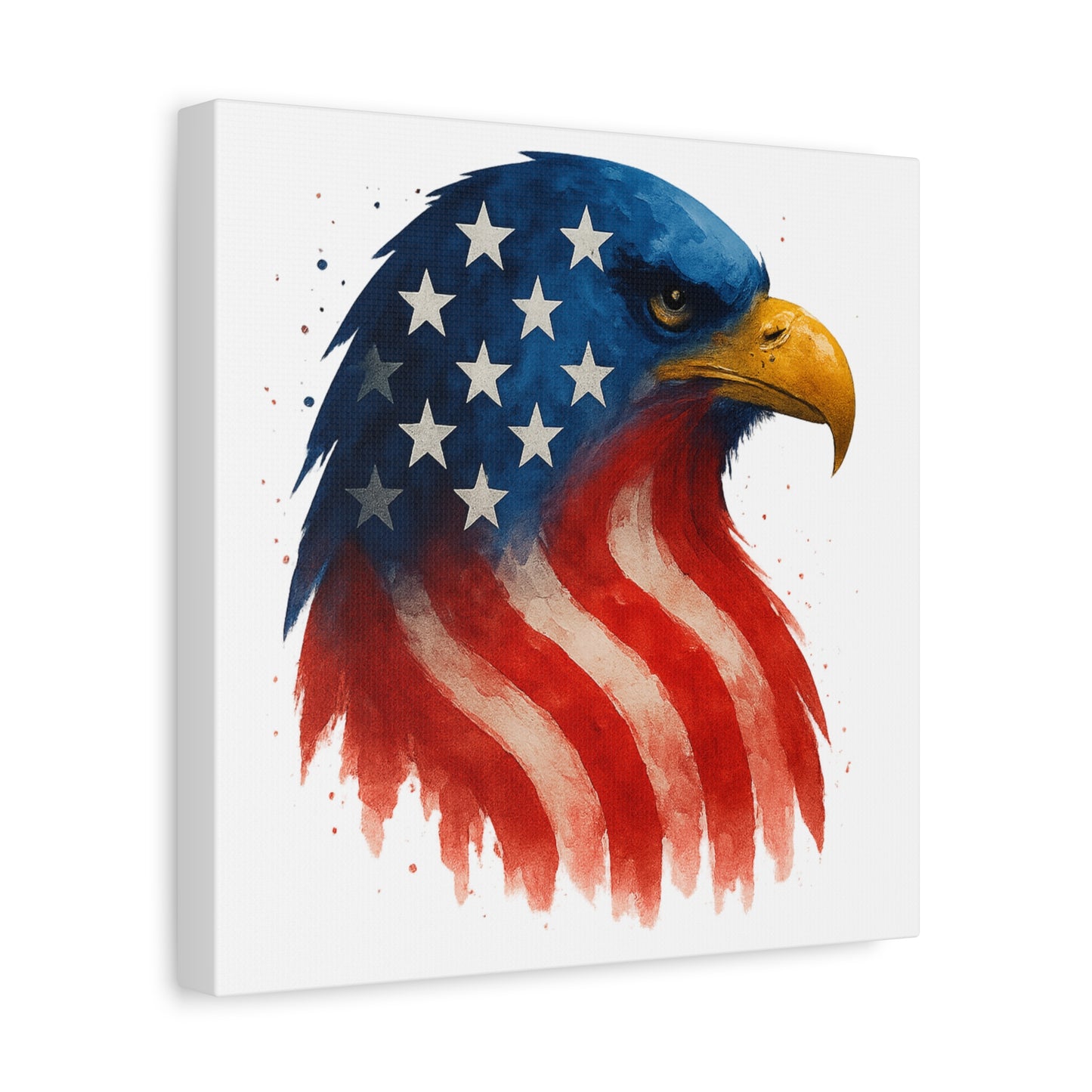 Patriotic Eagle Canvas Wall Art - American Flag Eagle Print - 4th of July Decor, USA Home and Office Gift - Ready to Hang Canvas Art