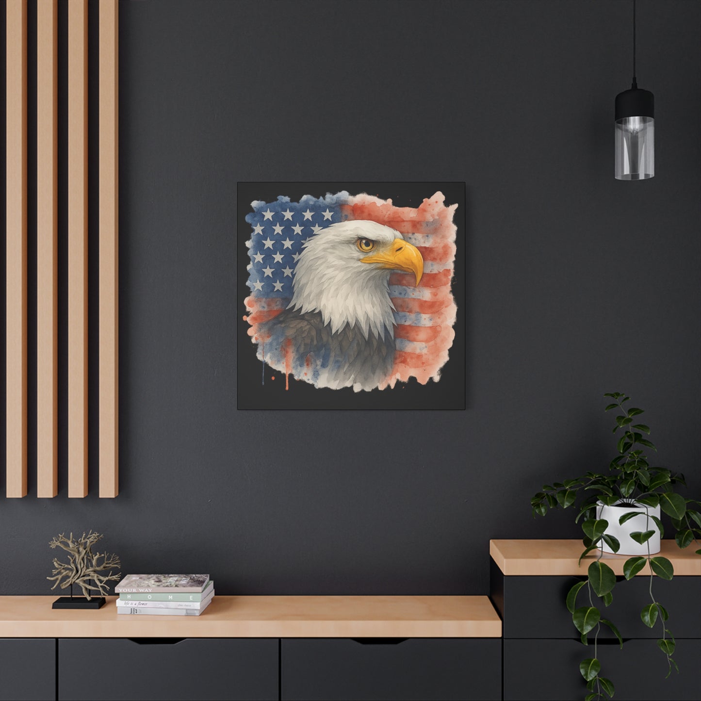 Patriotic Eagle Canvas Art American Flag Decor Independence Day Decor 4th of July Canvas Gift for Veteran
