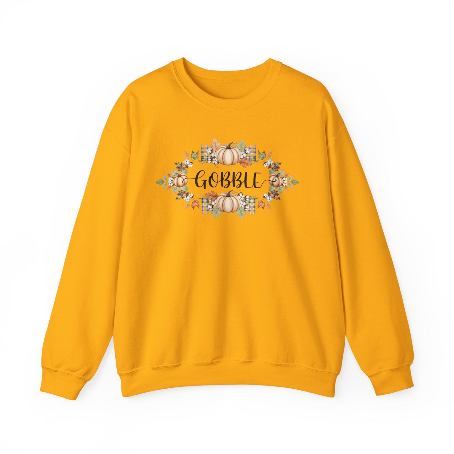 Gobble Thanksgiving Sweatshirt, Rustic Fall Turkey Crewneck, Autumn Pumpkin Floral Pullover, Thanksgiving Outfit Sweater Gift