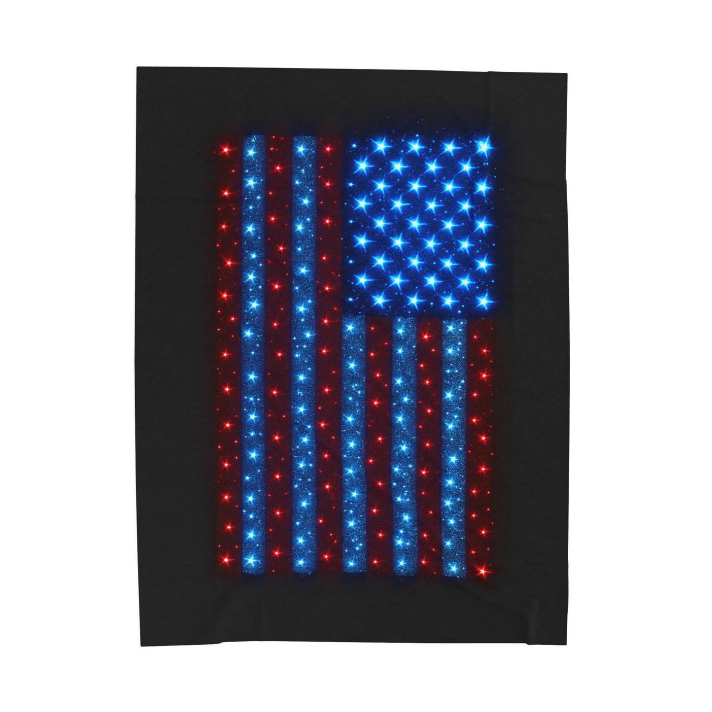 Starry Bioluminescent USA Flag Plush Blanket - Velveteen Patriotic Throw - 4th July Cozy Home Decor - Modern Stars and Stripes Throw