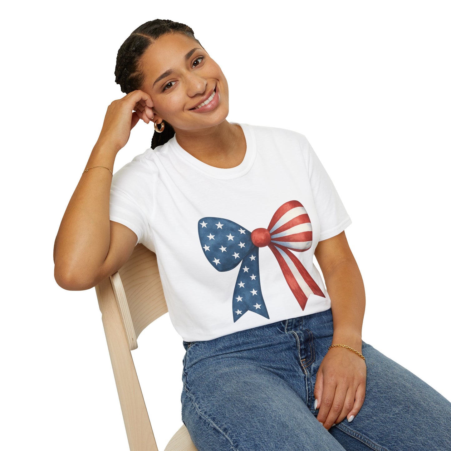 Patriotic Bow USA T-Shirt | 4th of July Shirt | American Flag Bow Tee | Independence Day Shirt | July 4th Graphic Tee | USA Pride Shirt