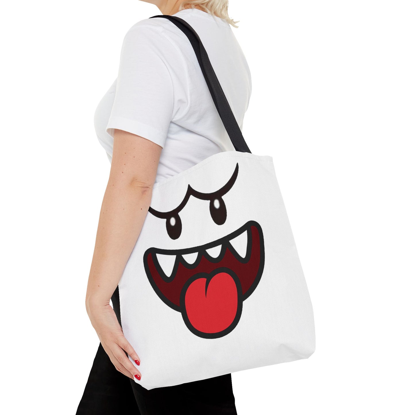 Funny Ghost Face Tote Bag, Spooky Halloween Shopping Bag, Creepy Cute Gamer Tote, Novelty Reusable Canvas Bag, Horror Themed Trick or Treat Bag