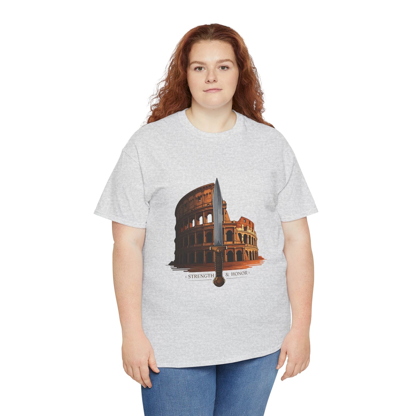 Strength & Honor Gladiator Shirt – Roman Colosseum Sword Graphic Tee – Ancient Rome History T-Shirt for Gladiator & Travel Fans