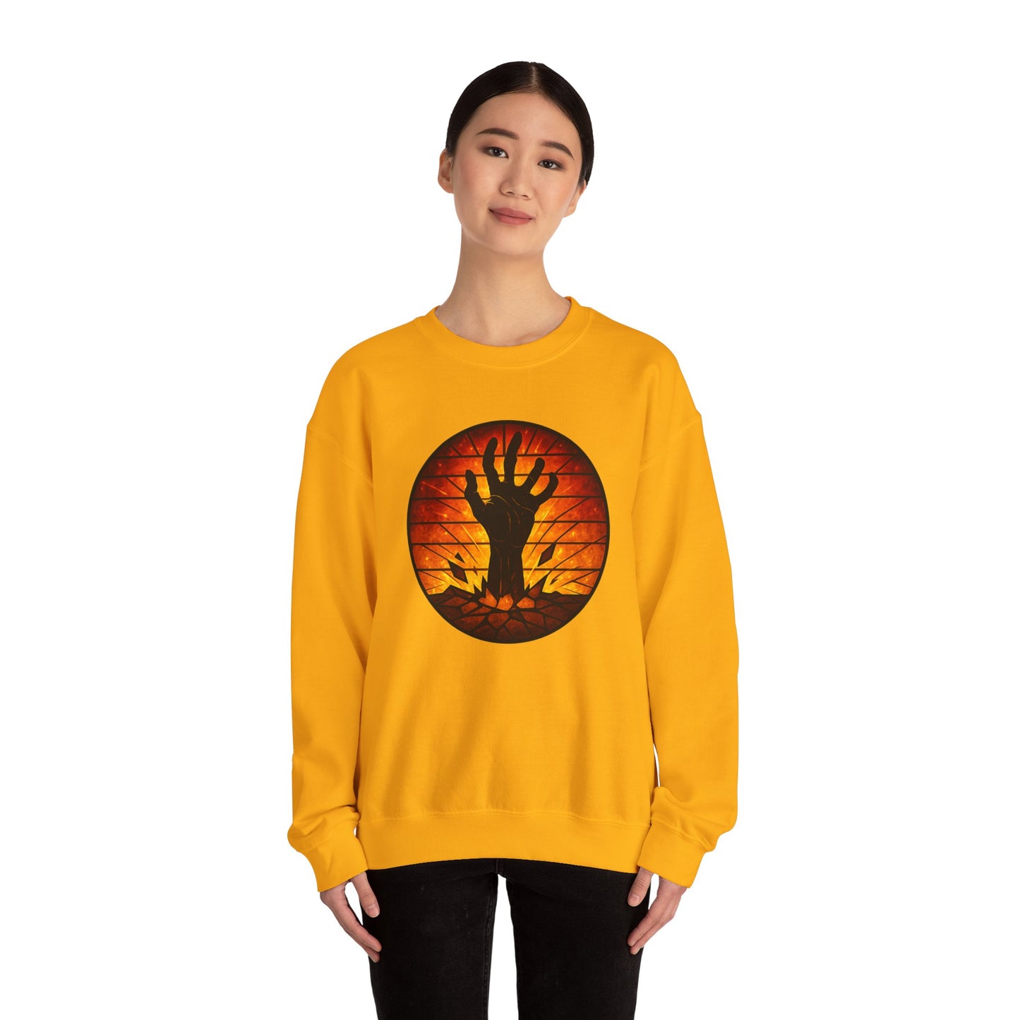 Zombie Hand Sweatshirt, Creepy Rising Hand Crewneck, Halloween Graveyard Sweatshirt, Spooky Hand Emerging, Gothic Horror Sweater