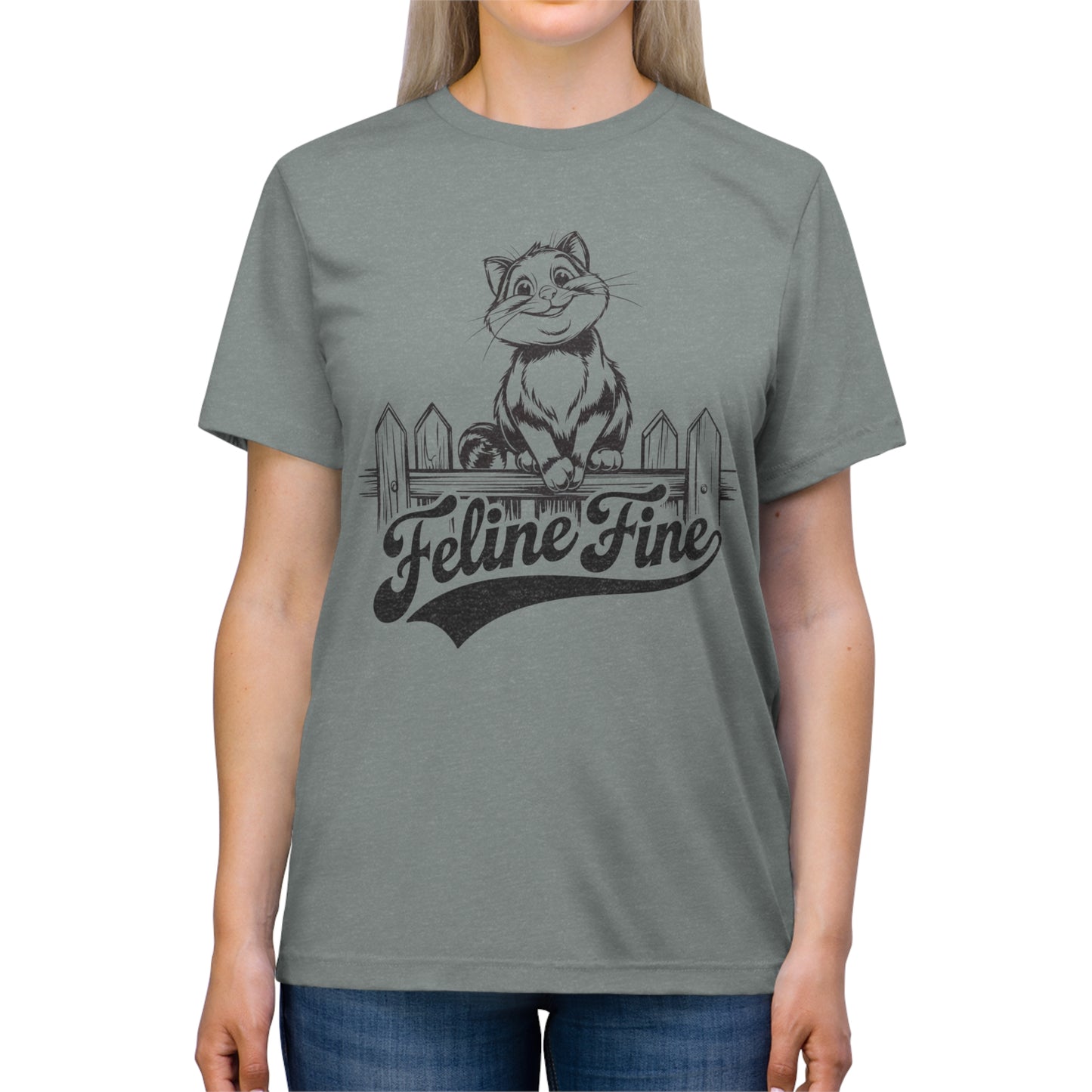 Cat Lover T-Shirt, Feline Fine Tee, Smiling Cat Shirt, Unisex Graphic Tee, Animal Lover Shirt