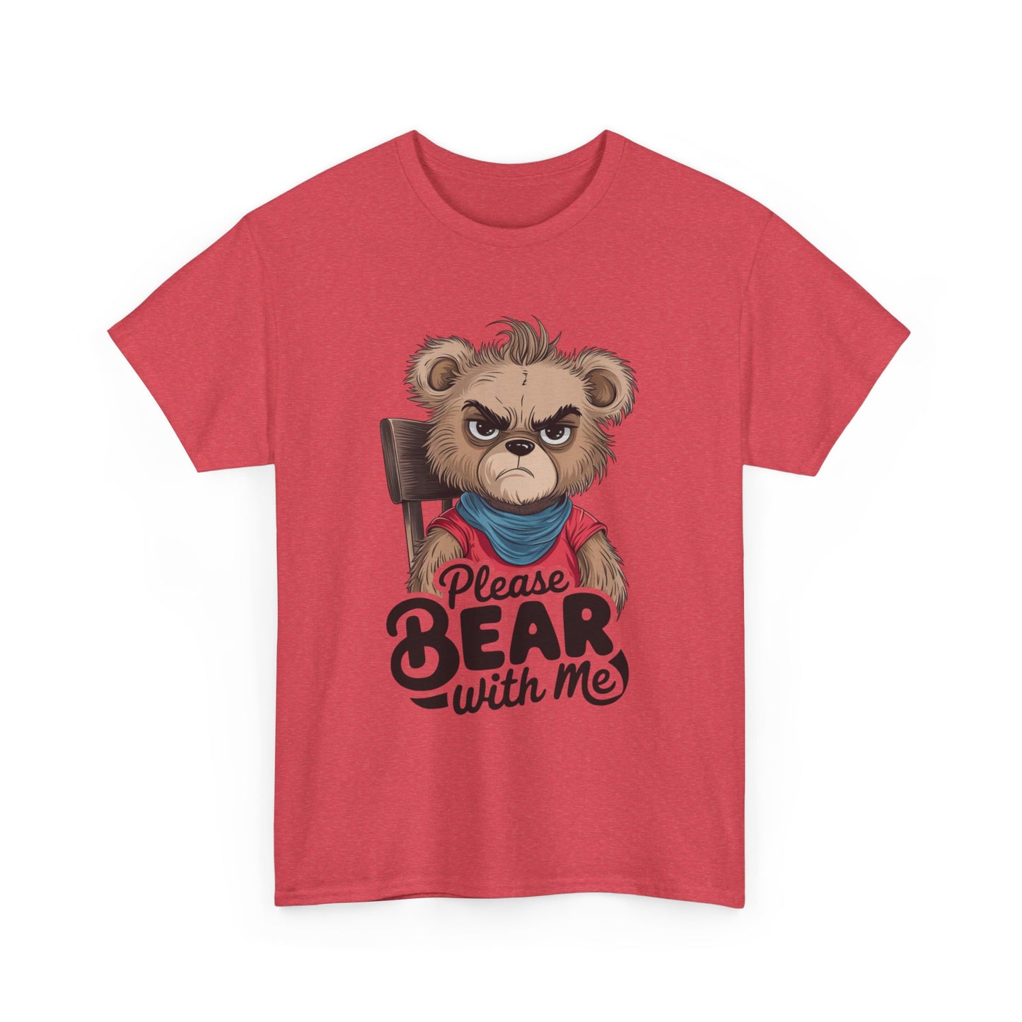 Grumpy Bear Graphic Tee – Please Bear With Me Shirt – Funny Animal T‑shirt – Sarcastic Humor Gift – Cute Bear Meme Art Tee