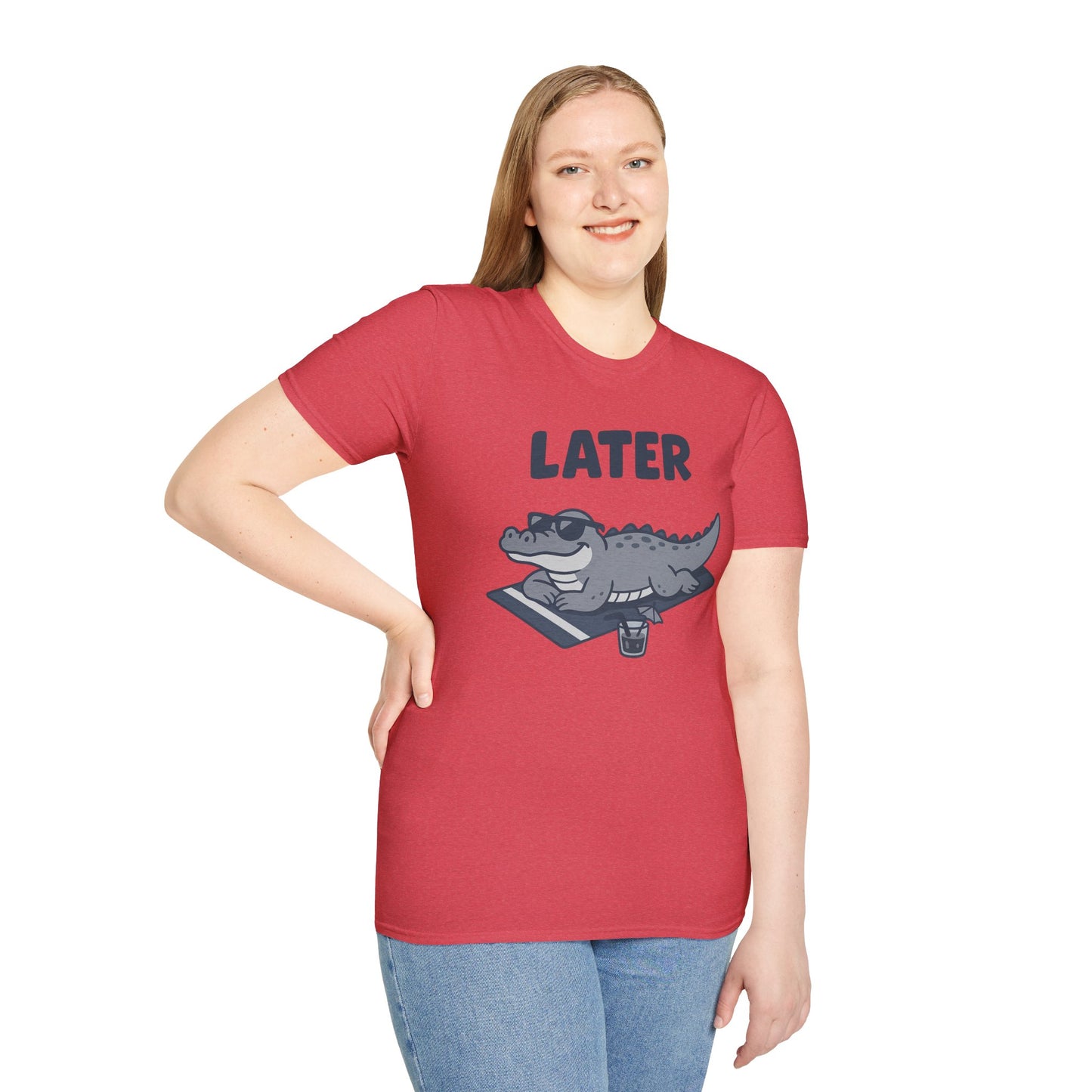 Later Gator Lounge Graphic Tee - Funny Alligator T-Shirt, Summer Vacation Humor, Cute Animal Tee, Relax Gift for Him and Her
