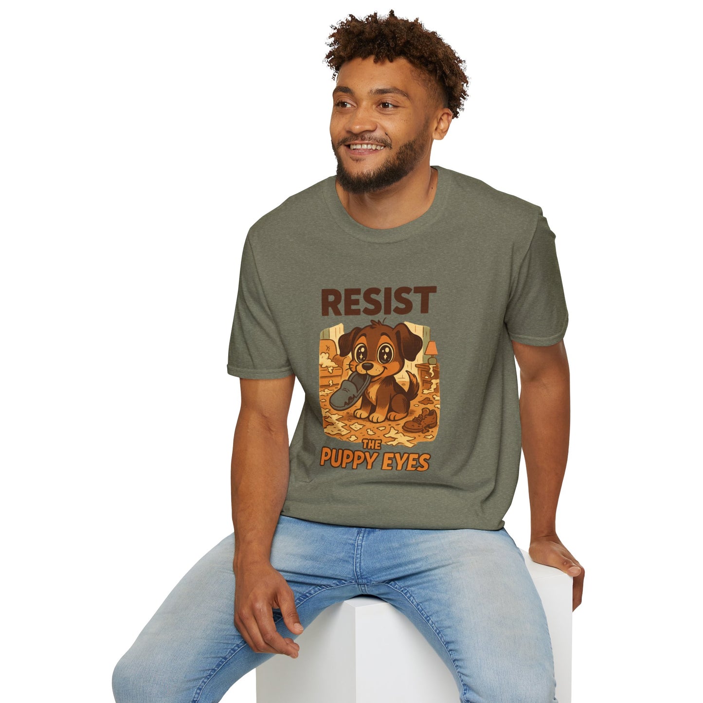 Resist the Puppy Eyes Dog Tee - Cute Puppy Eyes Graphic T-Shirt for Dog Lovers, Funny Pet Gift Shirt, Unisex Animal Lover Tee