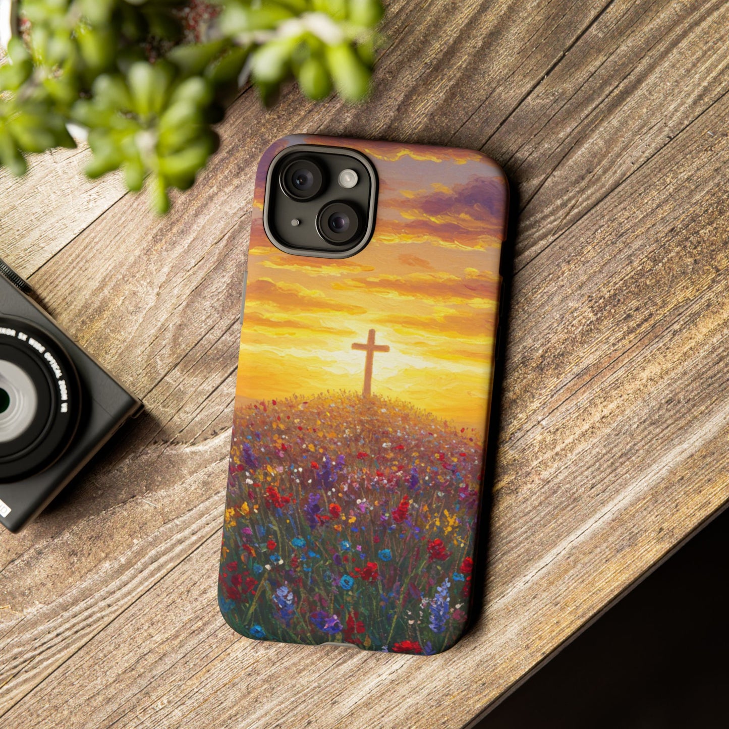 iPhone Case: Monet Style Cross Phone Case Christian Case Inspirational iPhone Case Spiritual Phone Case