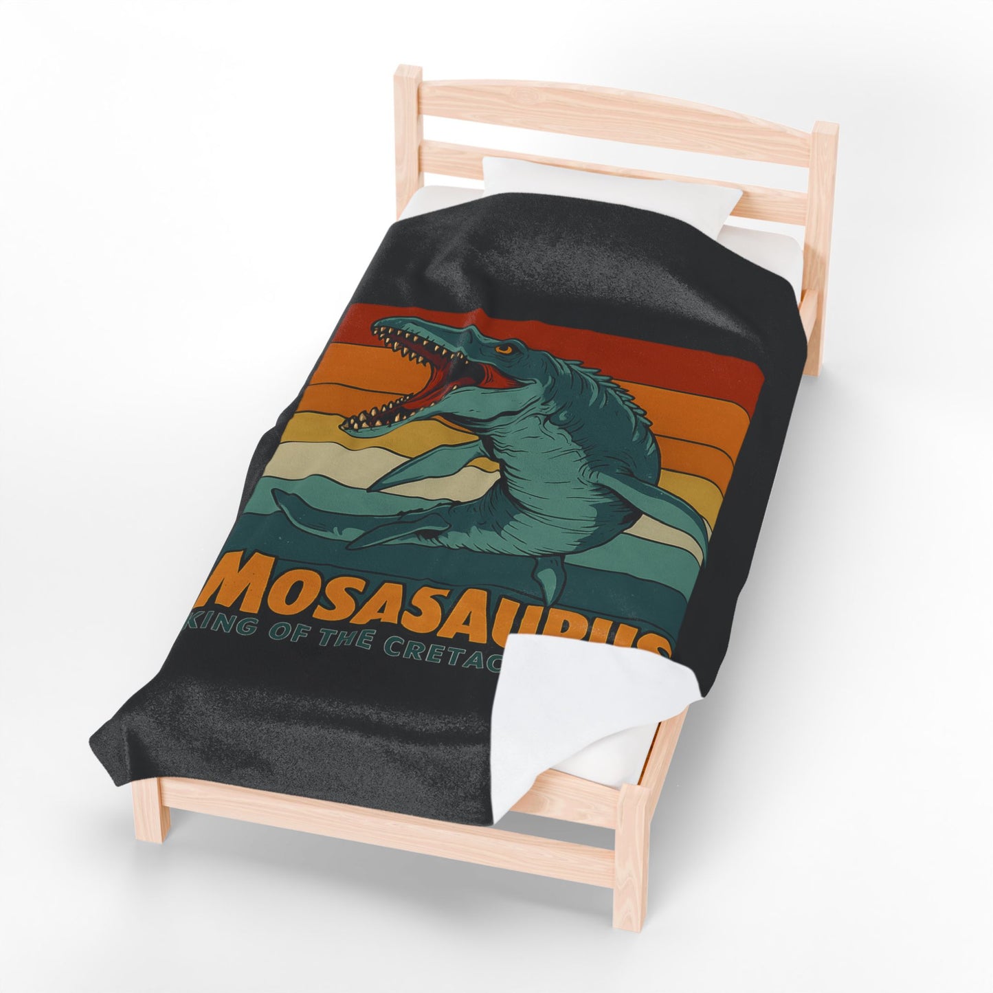 Mosasaurus Dinosaur Blanket - 100% Polyester Fleece Throw, Retro Sea Monster Bedding, Dinosaur Gift for Kids and Adults, Cozy Bed Decor
