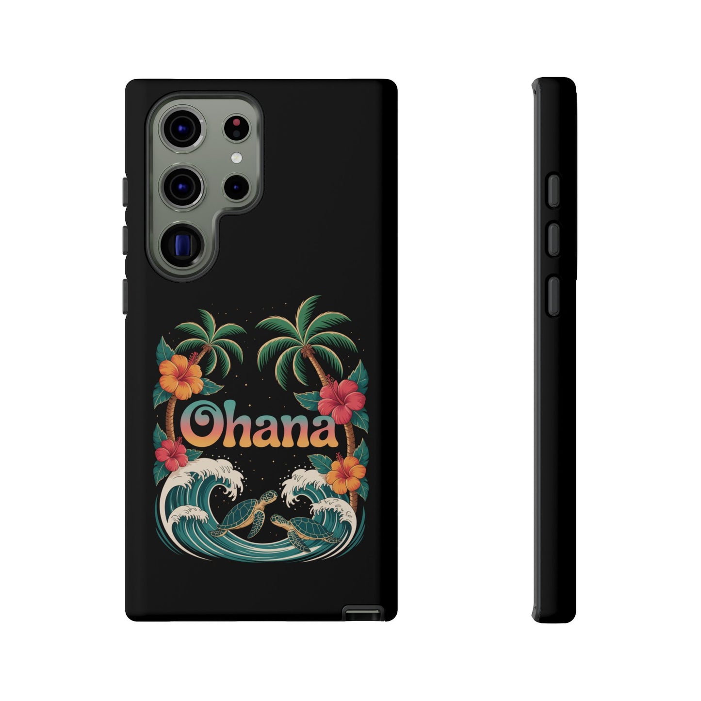 Tropical Ohana Samsung Case - Summer Beach Phone Cover - Hawaiian Palm & Hibiscus Design - Rugged & Glossy Protector for Galaxy