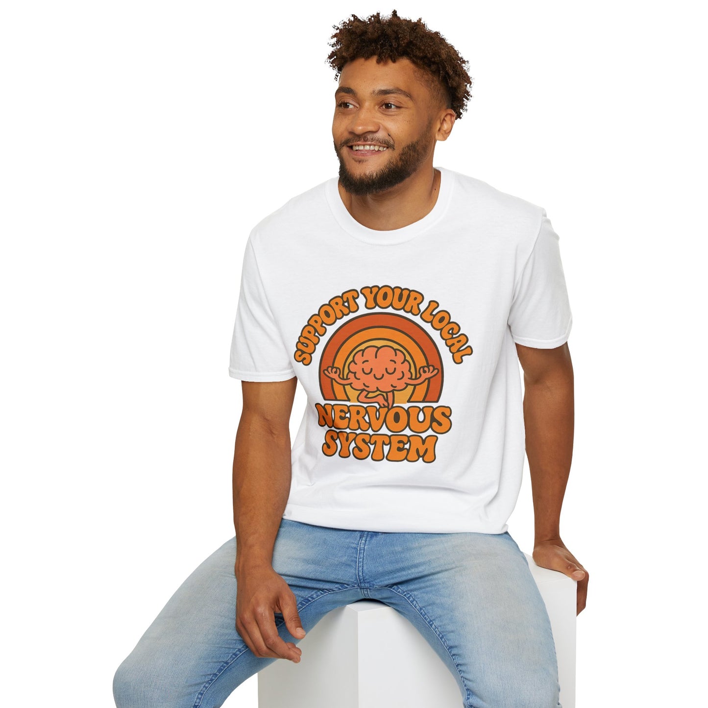 Support Your Local Nervous System T-Shirt | Funny Brain Tee, Neurodiversity Gift, Mental Health Humor Shirt, Science Geek Retro Tee
