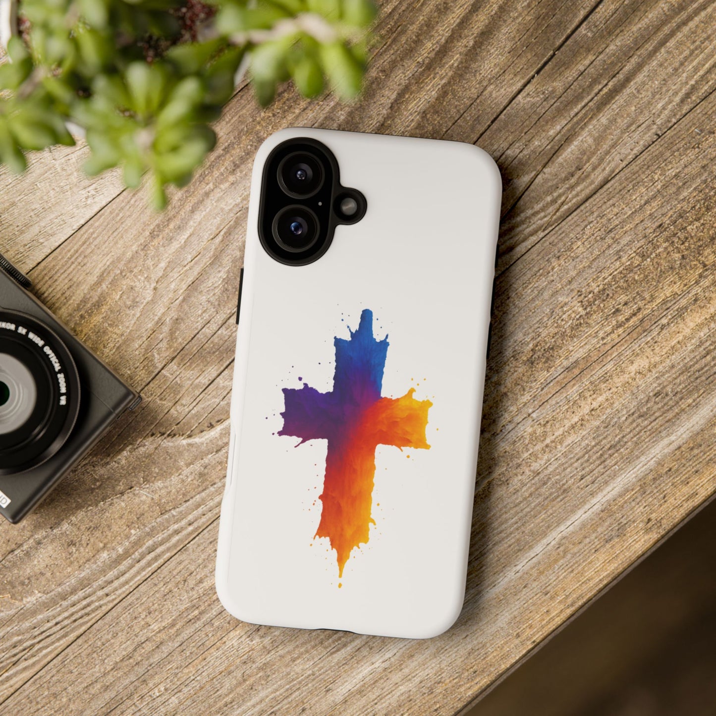 Christian iPhone Case – Watercolor Cross Phone Cover, Faith Gift for Her or Him, Inspirational iPhone Accessory
