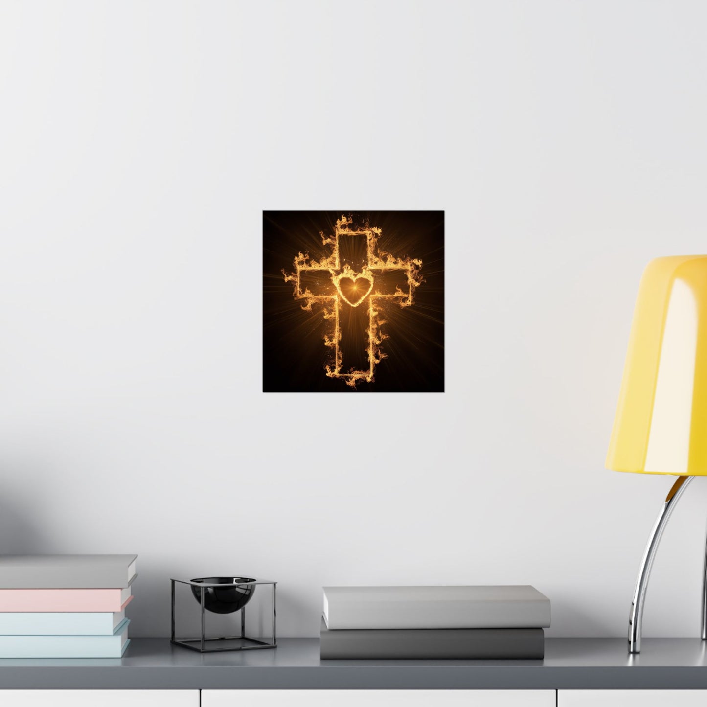 Spiritual Matte Vertical Posters - Fiery Cross Design
