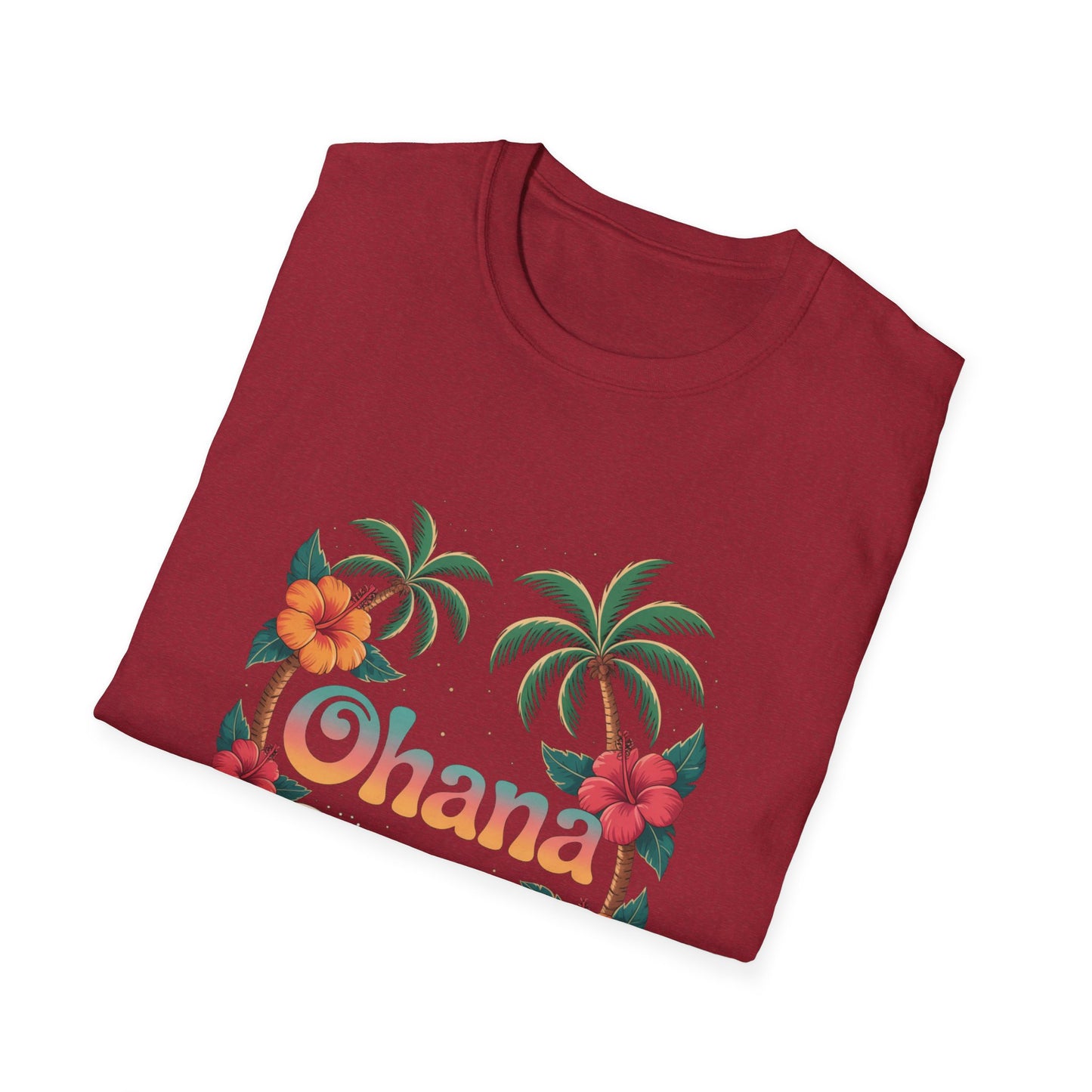 Ohana Shirt - Retro Hawaiian Sea Turtle & Palm Tree Graphic Tee - Tropical Beach Family Gift, Summer Vacation Aesthetic T-Shirt