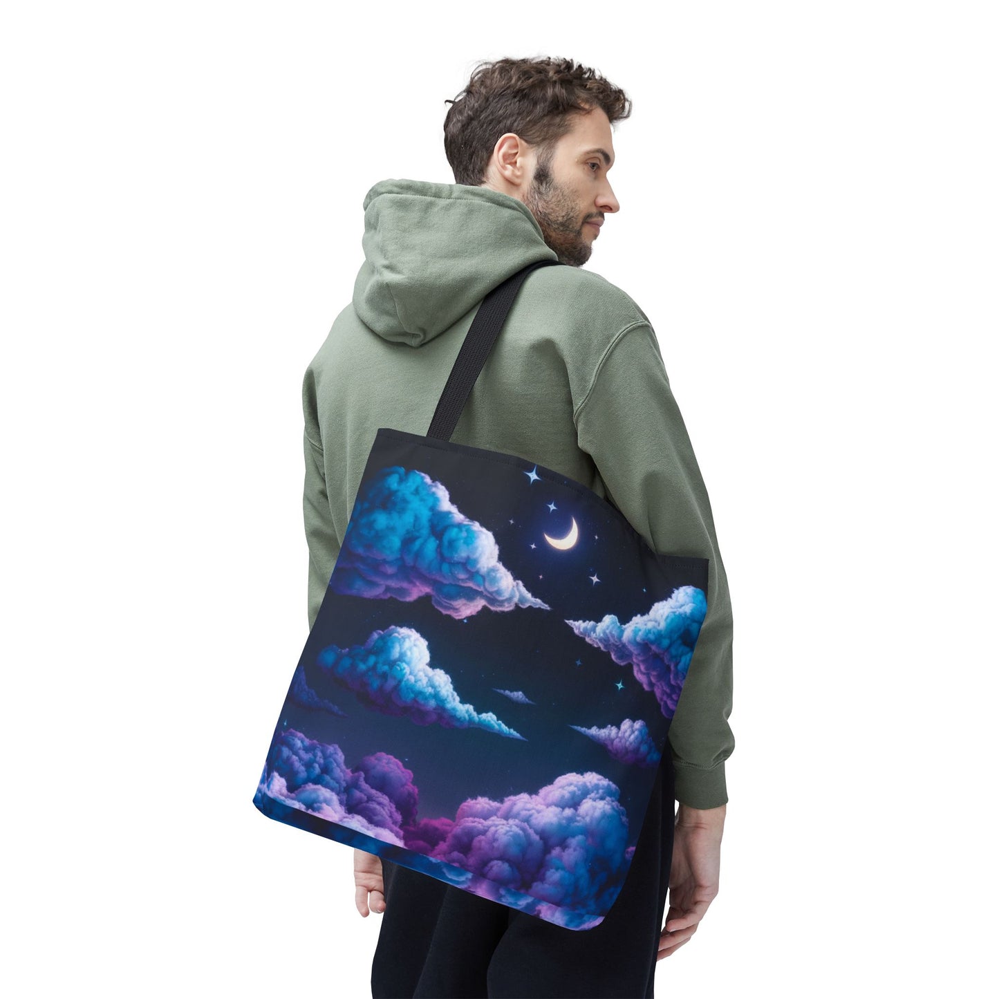 Dreamy Moon & Clouds Tote Bag • Celestial Night Sky Tote • Boho Moon Cloud Tote • Eco-Friendly Cosmic Art Tote • Gift for Stargazers
