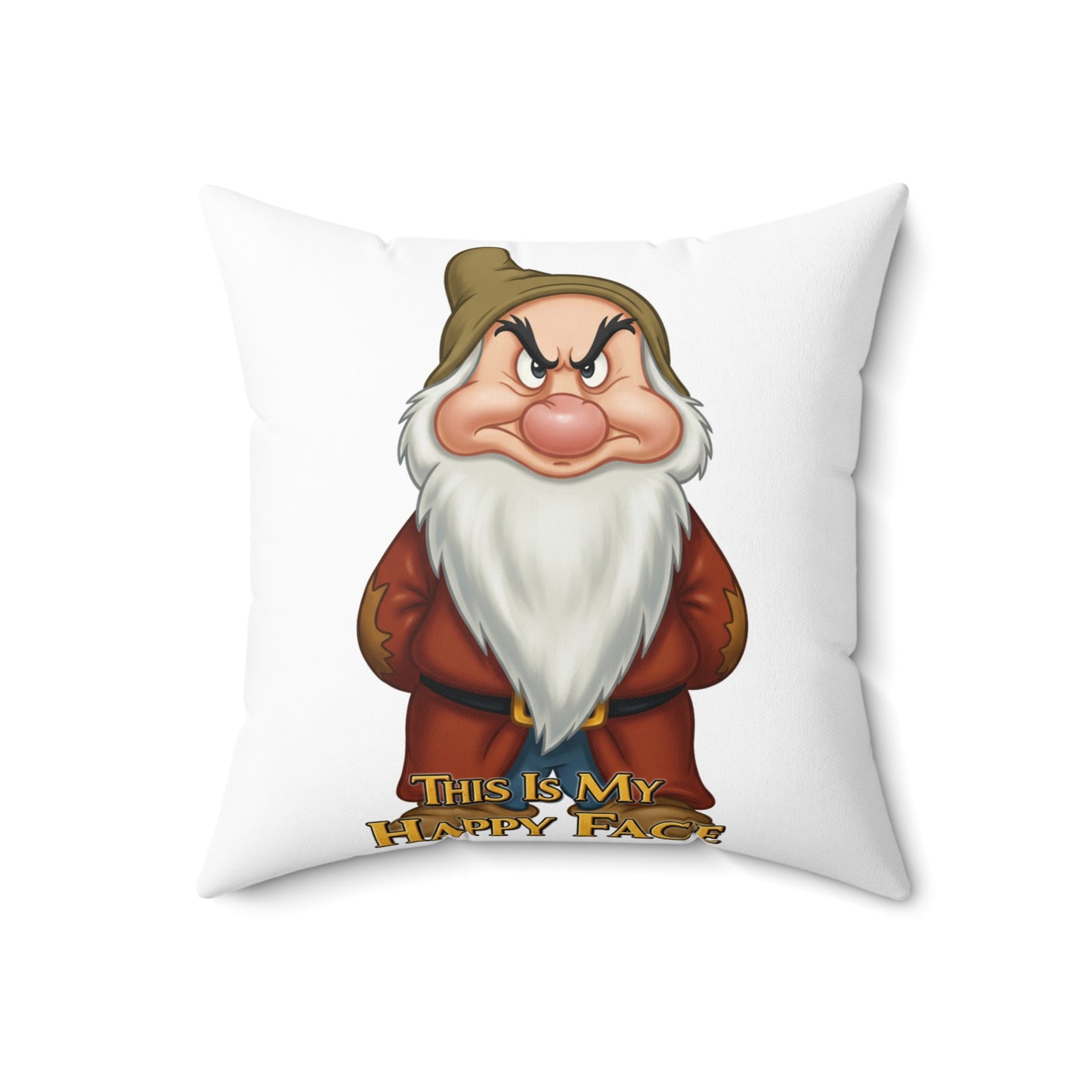 Funny Gnome 'This Is My Happy Face' Pillow - Perfect Home Decor for Gnome Lovers