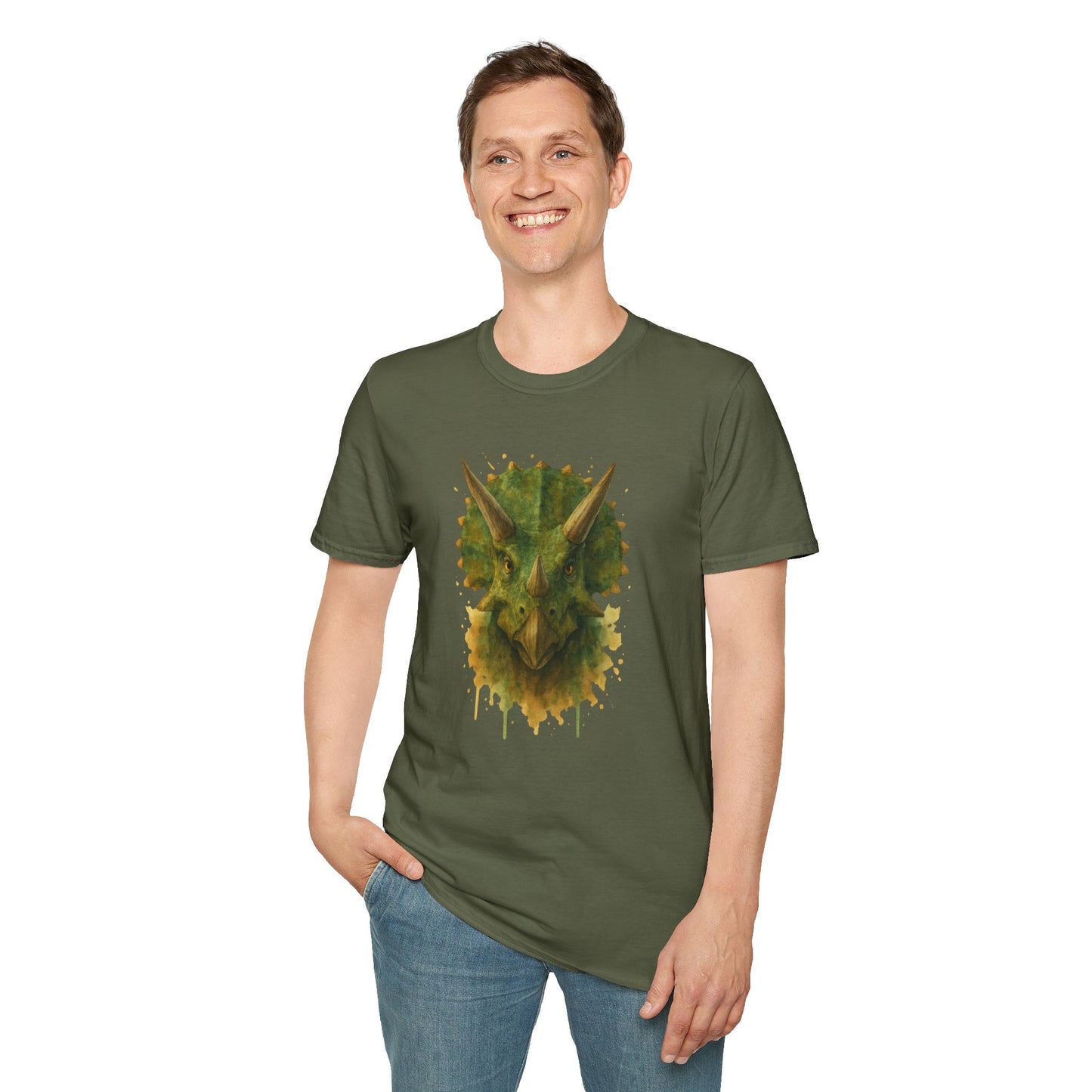 Watercolor Triceratops Dinosaur Shirt | Prehistoric Dino Tee for Women Men and Kids | Unique Gift, Nature Lover T-Shirt