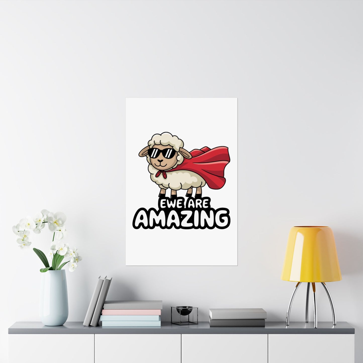 Funny Sheep Poster – “Ewe Are Amazing” Wall Art, Cute Animal Pun Print for Classroom, Kids Room, or Office Decor