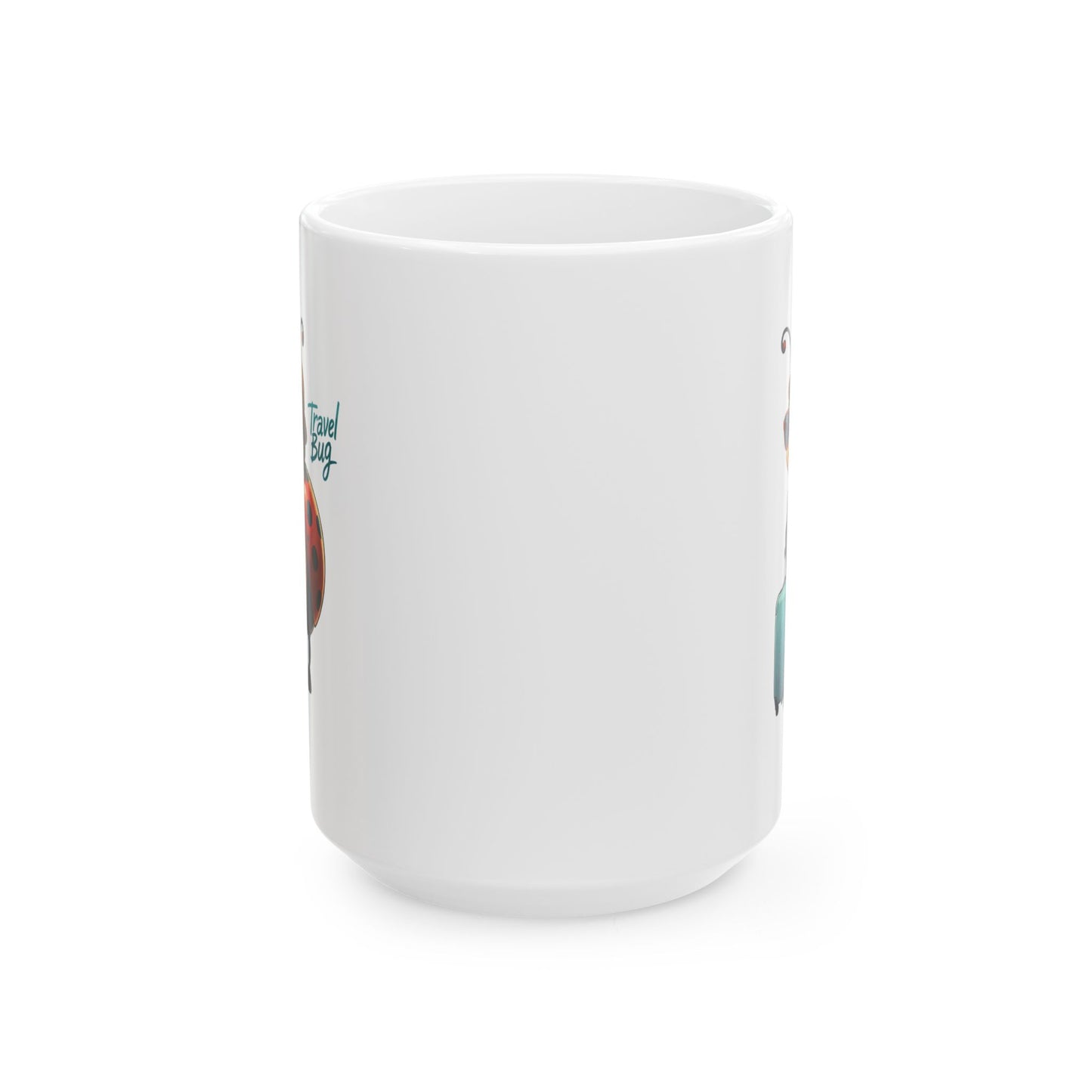 Travel Bug Coffee Mug – Cute Ladybug Traveler Ceramic Mug, Whimsical Travel Gift, Eco-Friendly Kitchen Cup for Bug Lovers