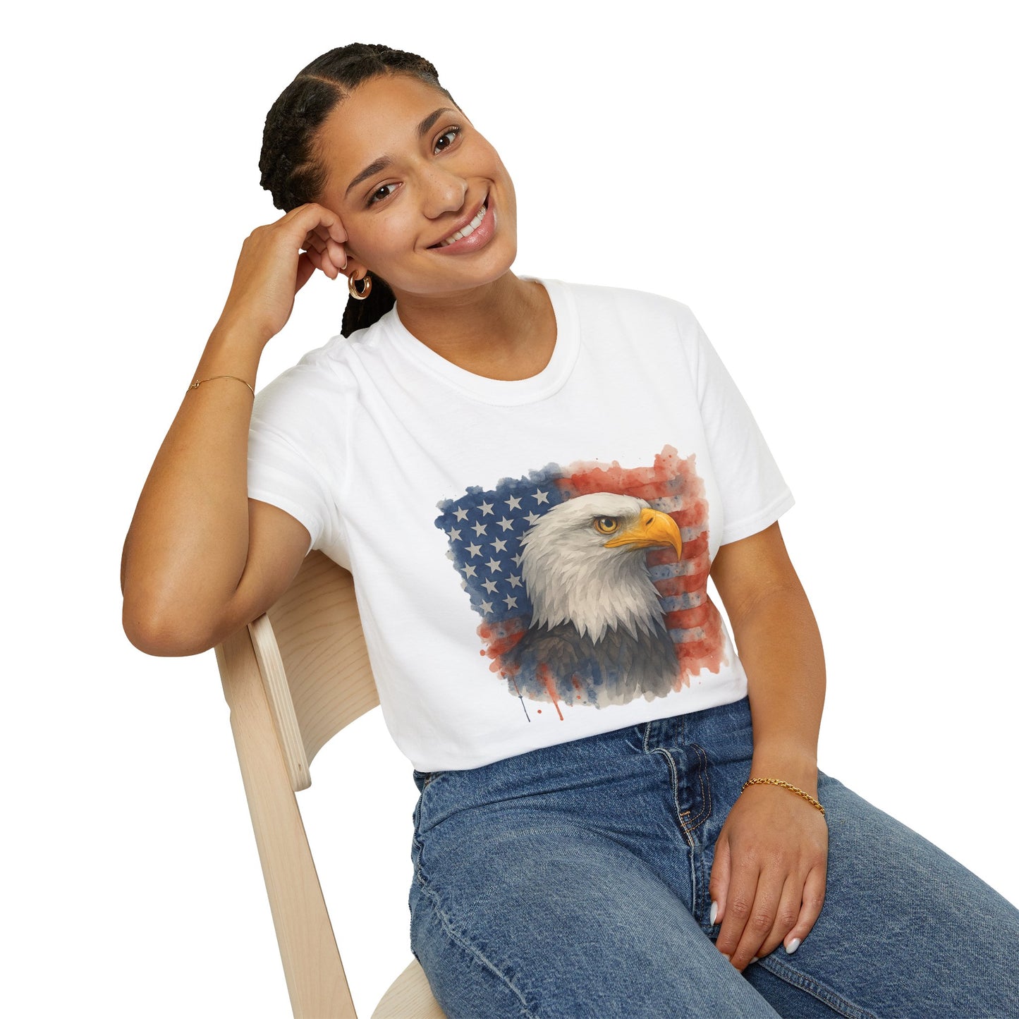 American Eagle & Flag T‑Shirt | Patriotic Graphic Tee | Bald Eagle USA Shirt | 4th of July Tee | Independence Day Apparel