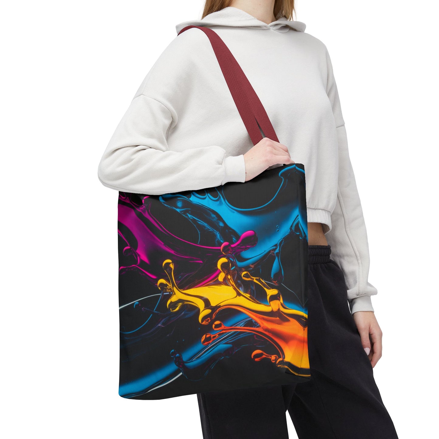 Abstract Neon Splash Tote Bag, Vibrant Colorful Art Bag, Reusable Shopping Bag, Modern Everyday Carryall, Bright Aesthetic Gift For Her