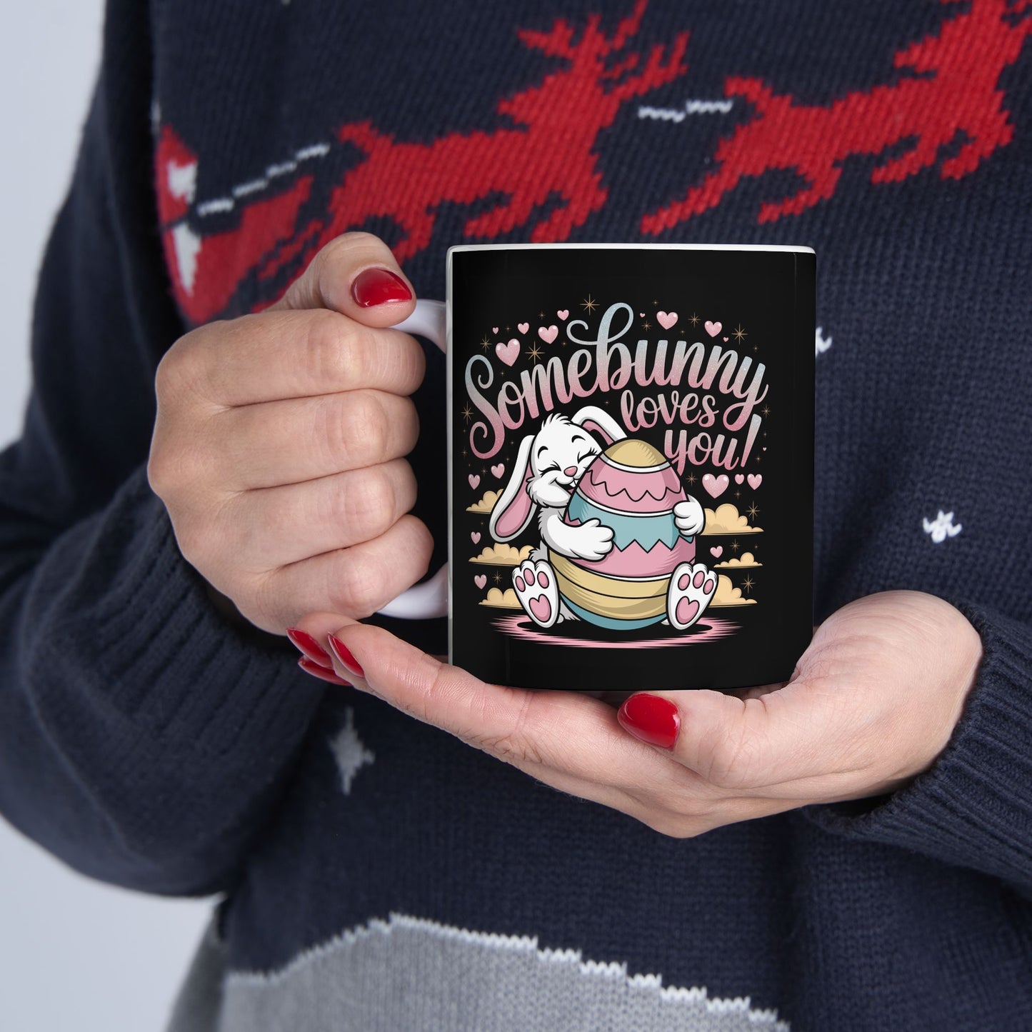 Easter Mug - Easter Bunny Somebunny Loves You Easter Cup Bunny Mug