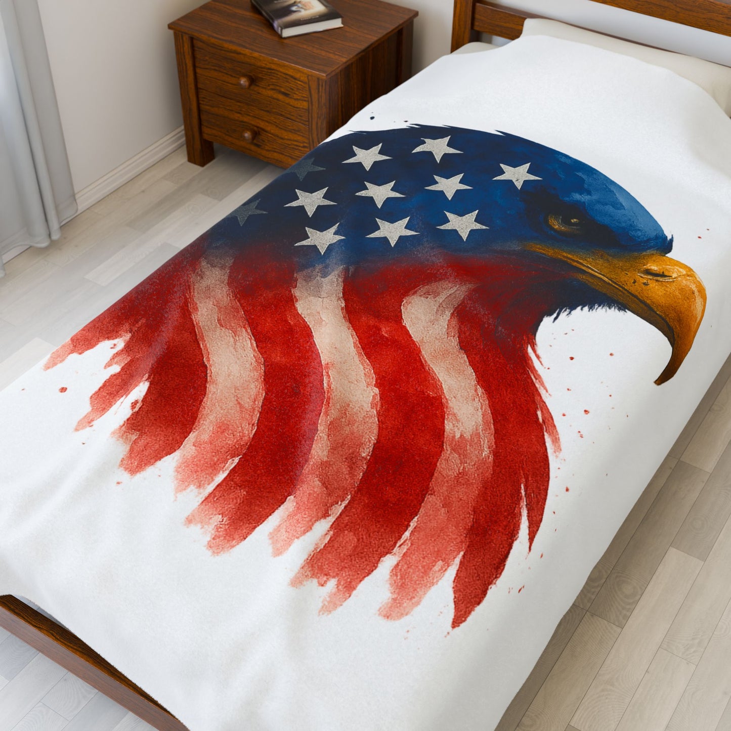 Patriotic Eagle Plush Blanket - Soft USA Flag Throw - Cozy Polyester Eagle Throw for Veterans, 4th of July, Home Decor Gift
