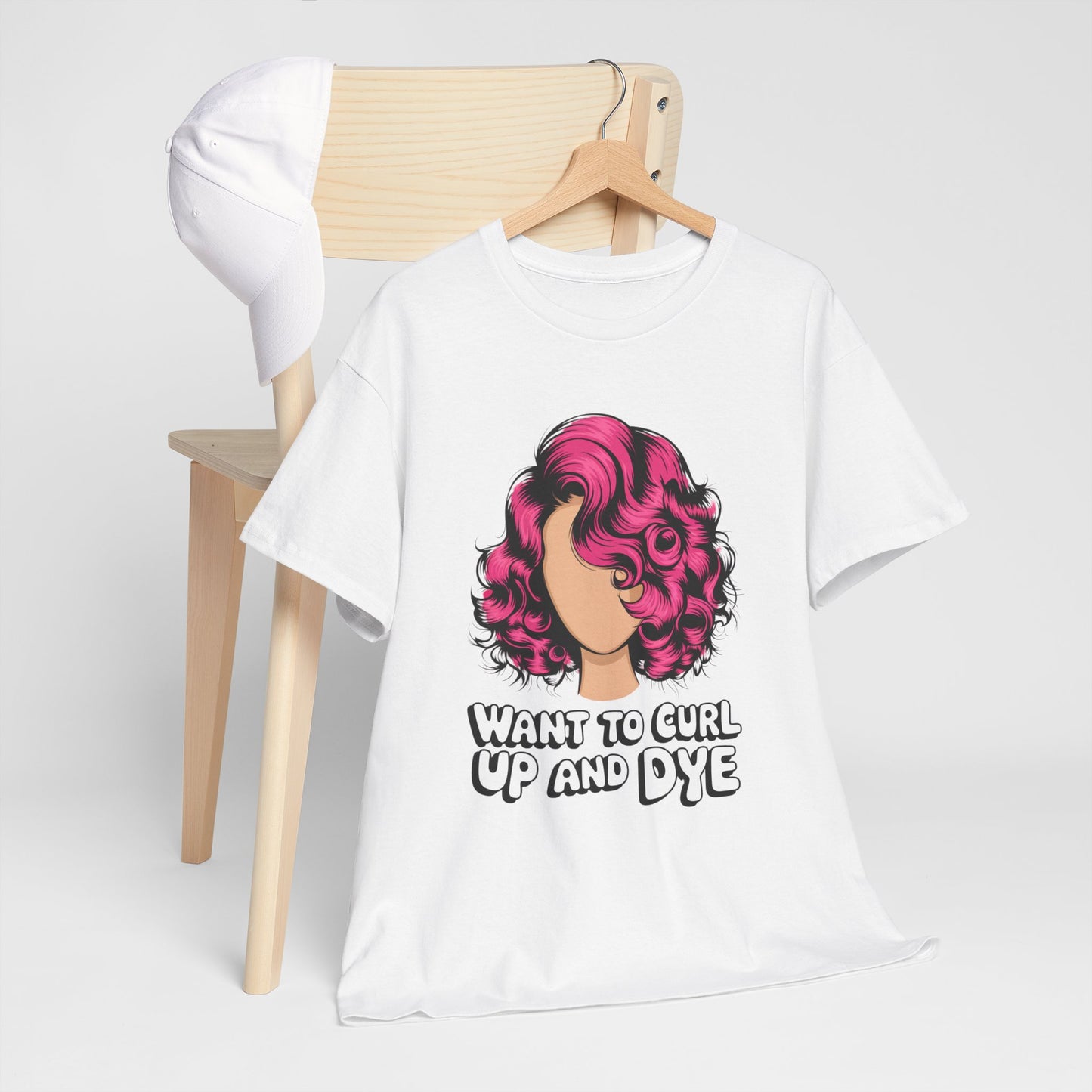 Curly Hair Tee: Want To Curl Up And Dye – Funny Hair Colorist Tee, Salon & Curl Lovers Gift, Trendy Graphic Shirt for Hairstylists