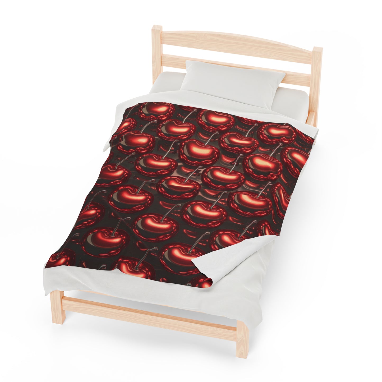 Plush Blanket with Shiny Cherry Design