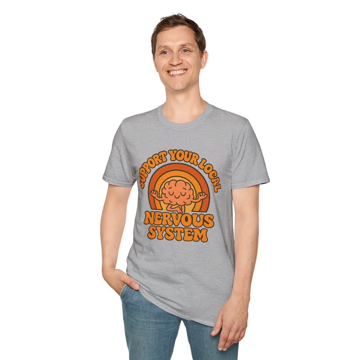 Support Your Local Nervous System T-Shirt | Funny Brain Tee, Neurodiversity Gift, Mental Health Humor Shirt, Science Geek Retro Tee