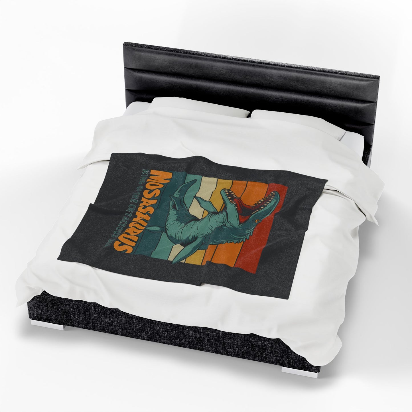 Mosasaurus Dinosaur Blanket - 100% Polyester Fleece Throw, Retro Sea Monster Bedding, Dinosaur Gift for Kids and Adults, Cozy Bed Decor