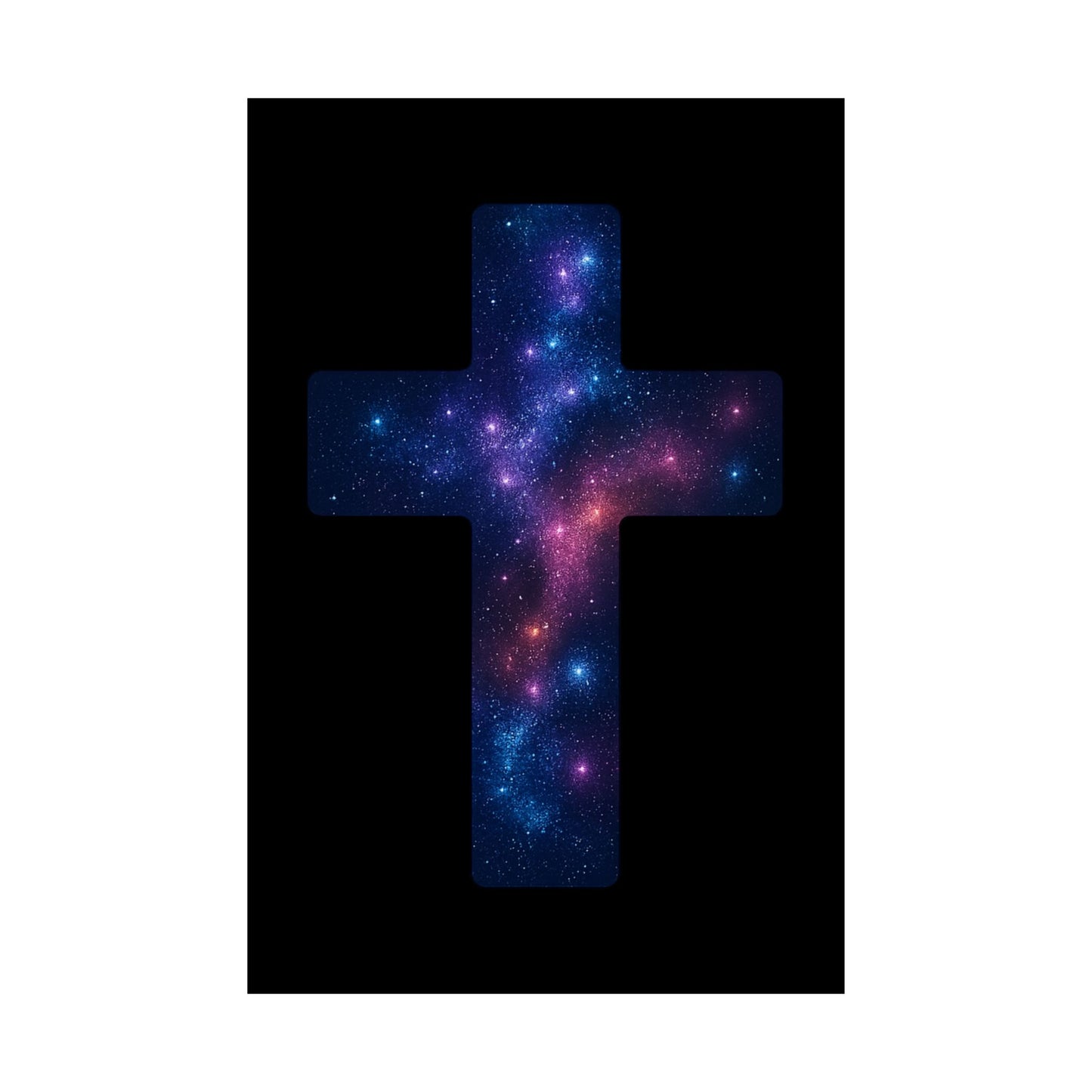Vertical Poster - Galactic Cross Design Christian Poster Spiritual Decor Religious Art Faith Based Decoration Gift for Believers