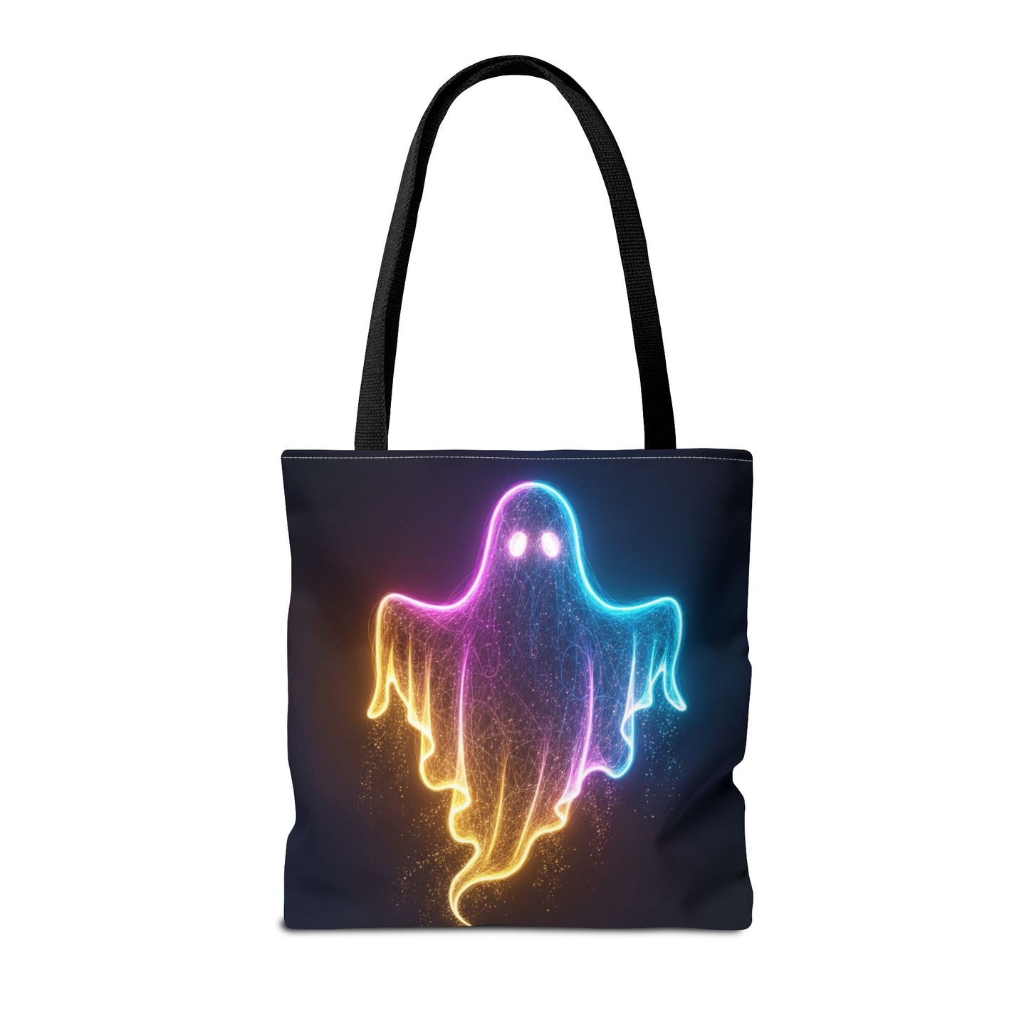 Neon Ghost Tote Bag - Bright Colorful Ghost Print Shoulder Tote, Spooky Cute Reusable Canvas Bag, Halloween Aesthetic Everyday Carry
